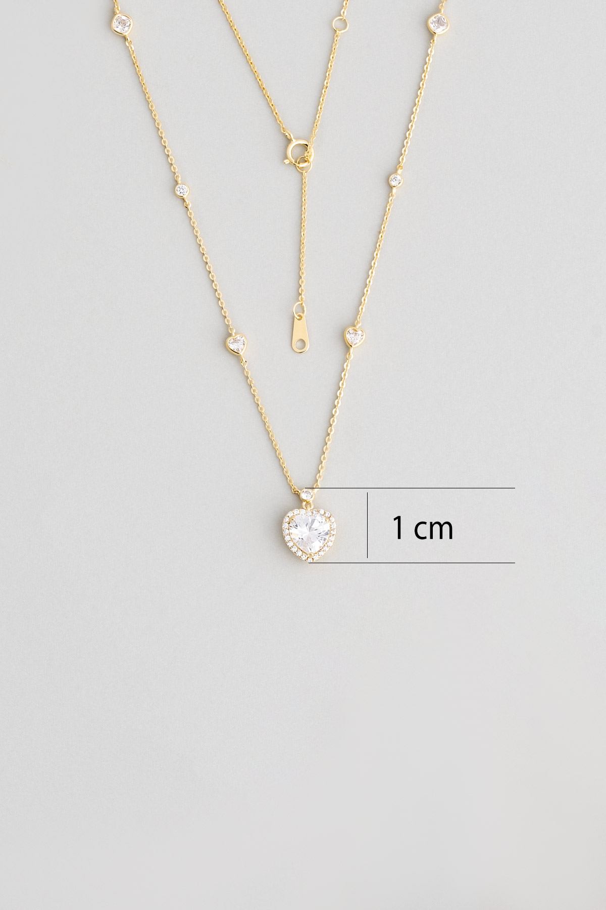 Resim Aşk Kalbi 18 Ayar Sarı Altın Kaplama 45 Cm  Gümüş Minimal Kolye