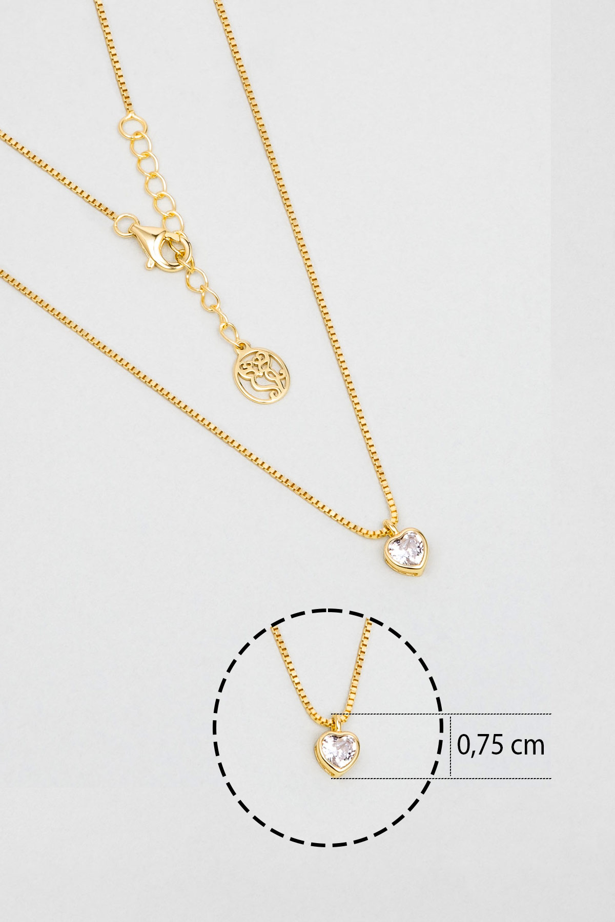 Resim Romantik Aşk 18 Ayar Sarı Altın Kaplama 43 Cm Gümüş Kalp Kolye