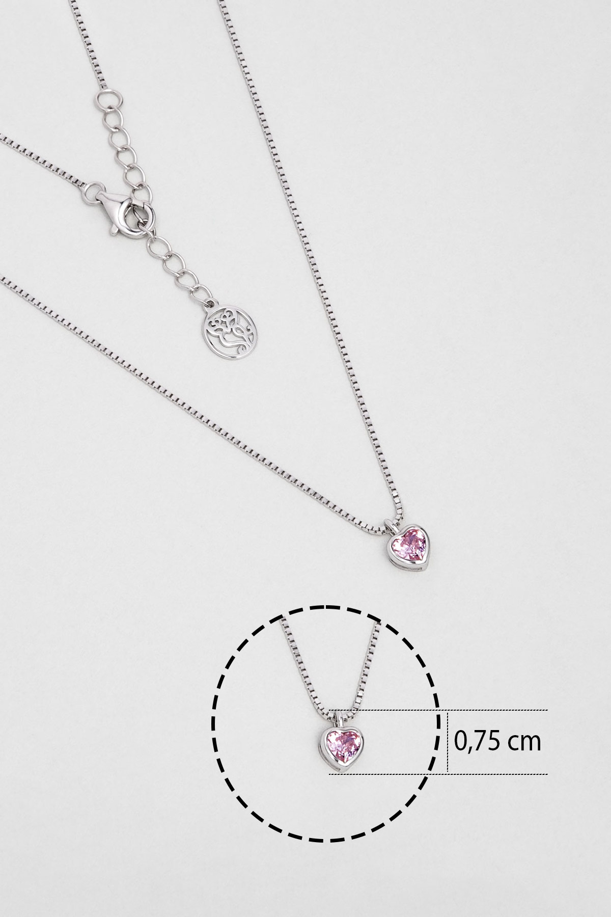 Resim Romantik Aşk 18 Ayar Beyaz Altın Kaplama 43 Cm Gümüş Kalp Kolye