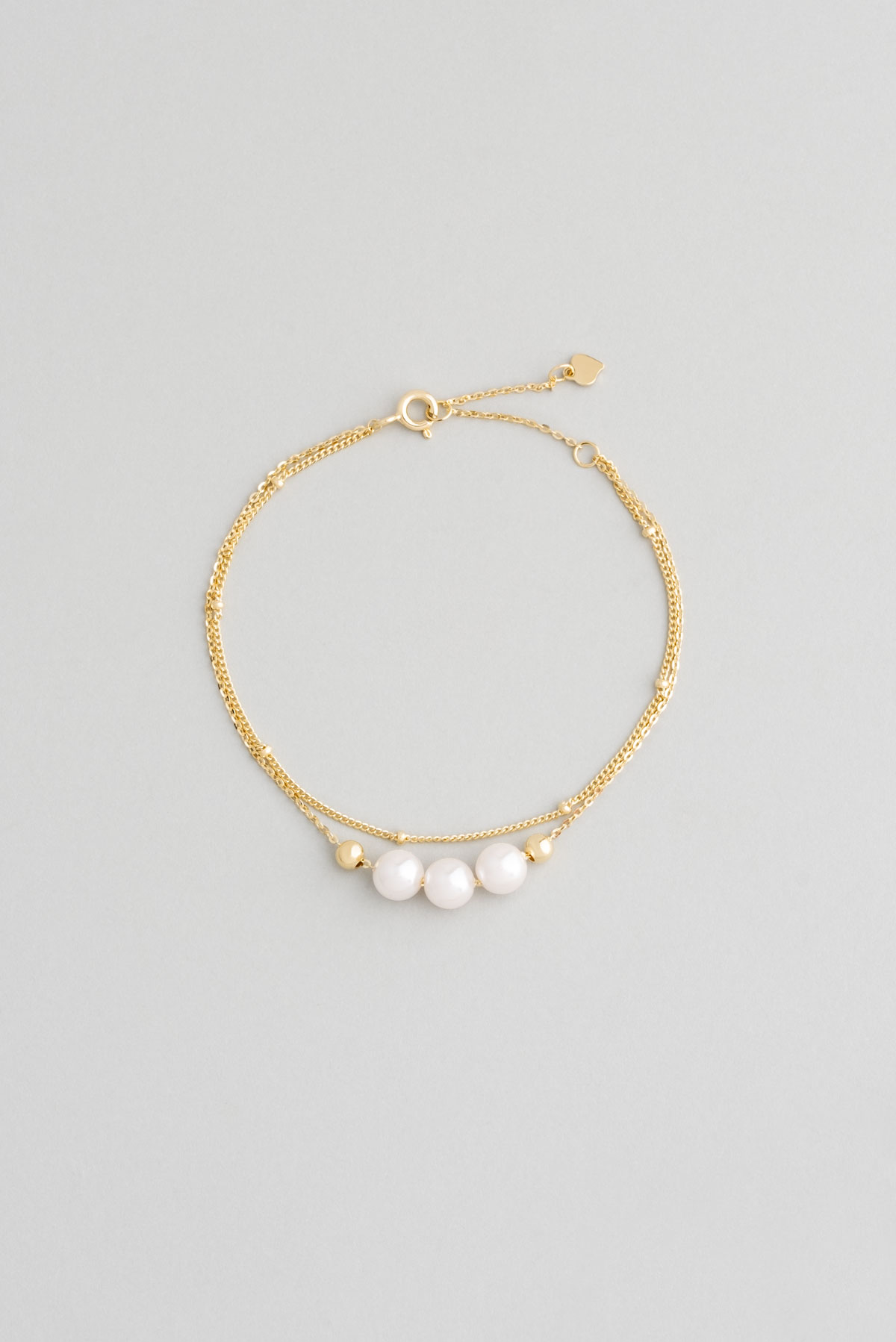  Pearl 18 Carat Yellow Gold Plated Silver Double Bracelet
