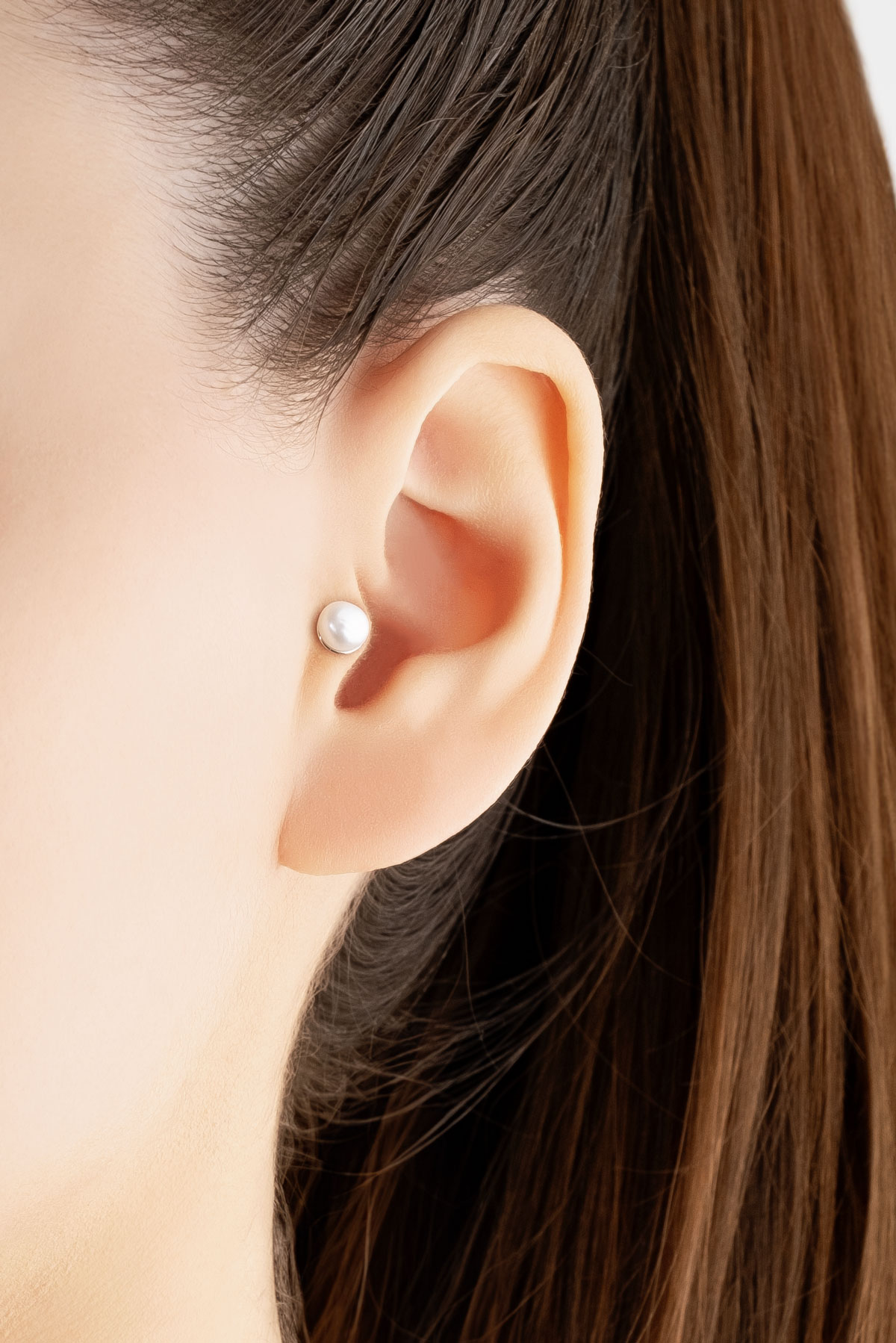 Resim İnci Taşlı 18 Ayar Beyaz Altın Kaplama Gümüş Tek Tragus Piercing