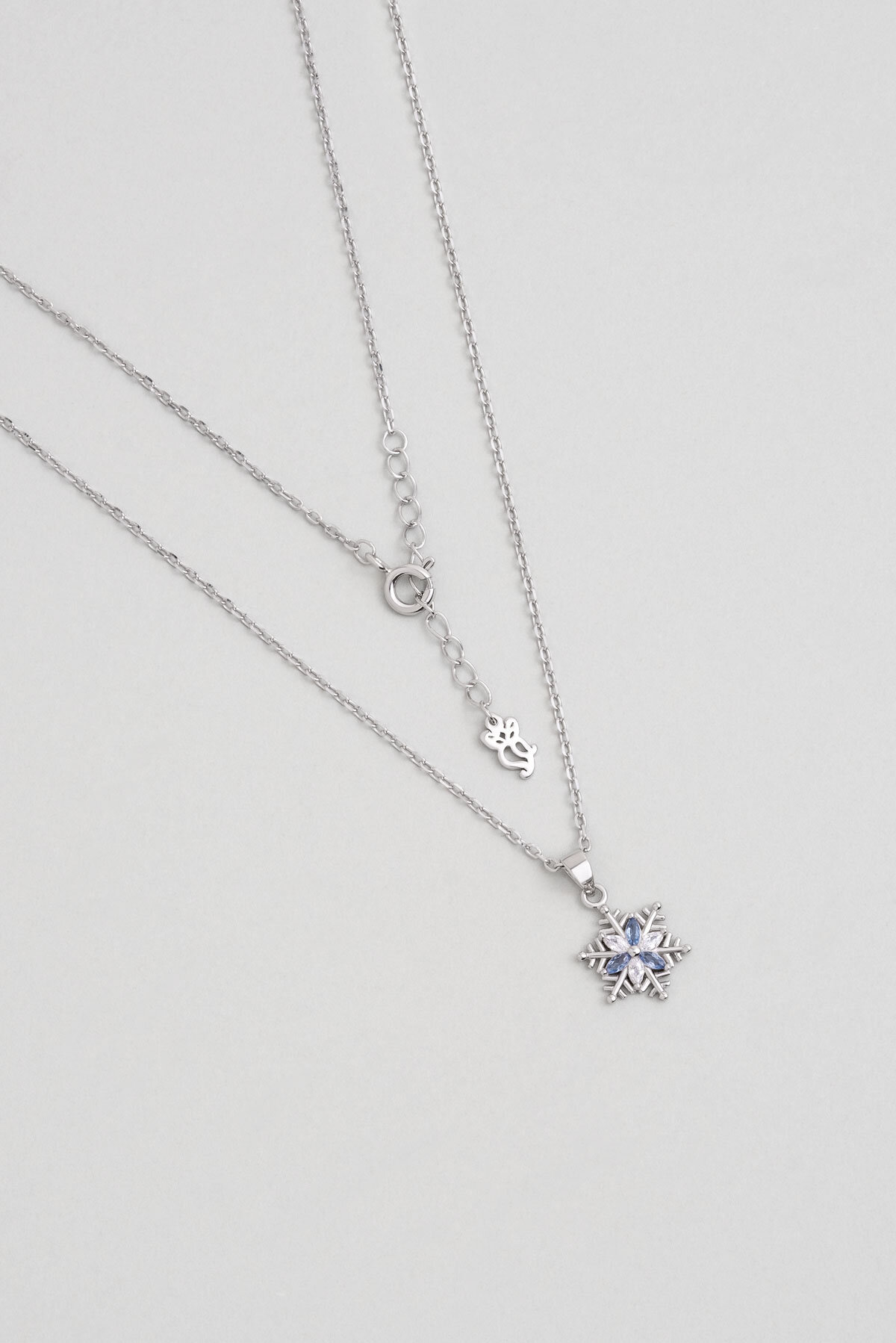 Elsa 18 Ayar Beyaz Altın Kaplama 43 Cm Gümüş Kar Tanesi Kolye