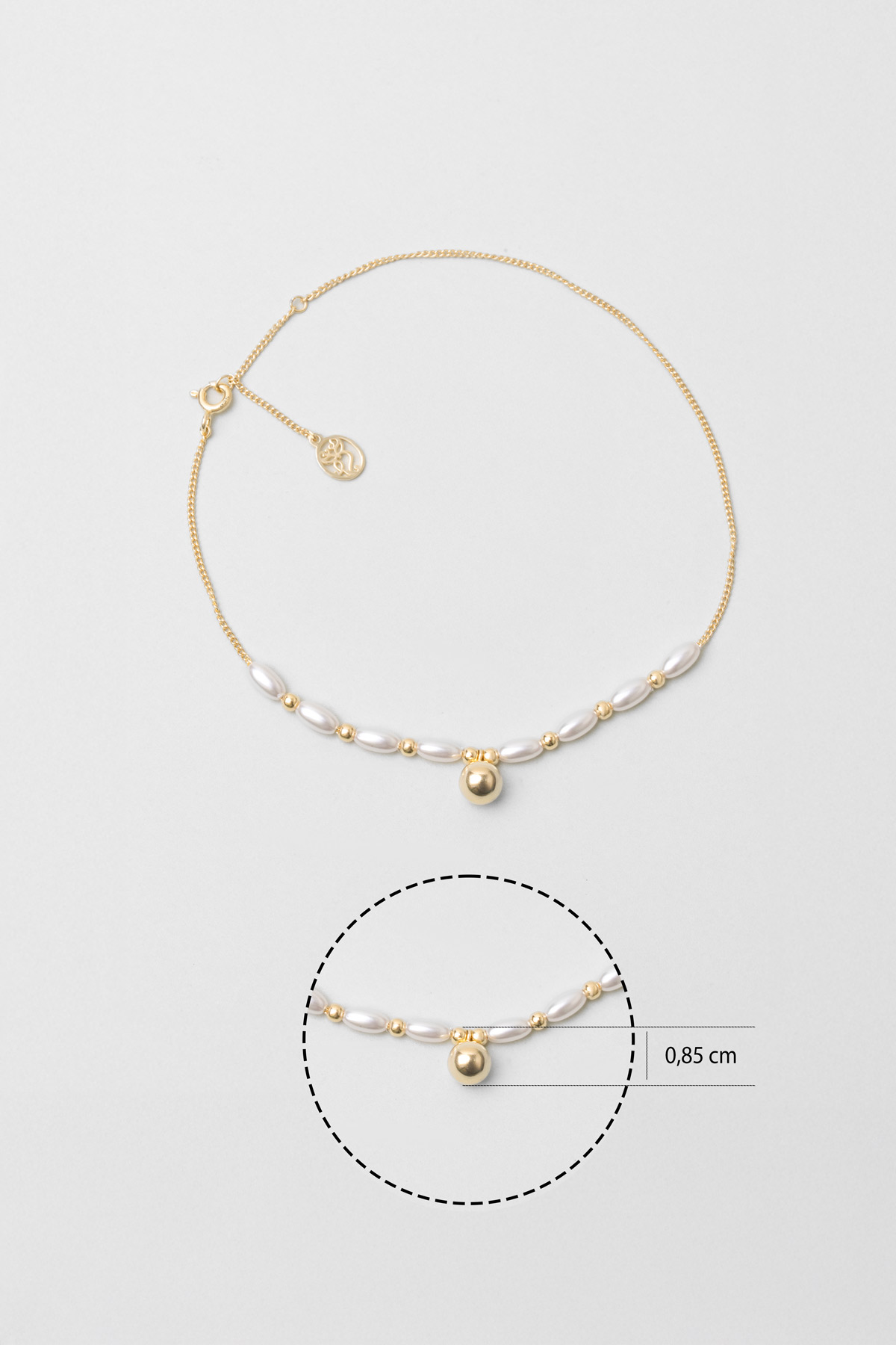 Resim İncili 18 Ayar Sarı Altın Kaplama 26 Cm Gümüş Minimal Hal Hal
