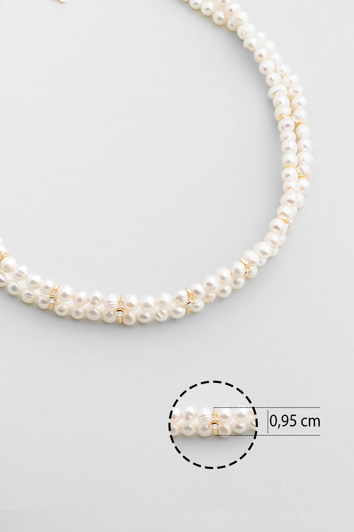 Resim Scarlett 18 Ayar Sarı Altın Kaplama 43 Cm Gümüş İnci Kolye