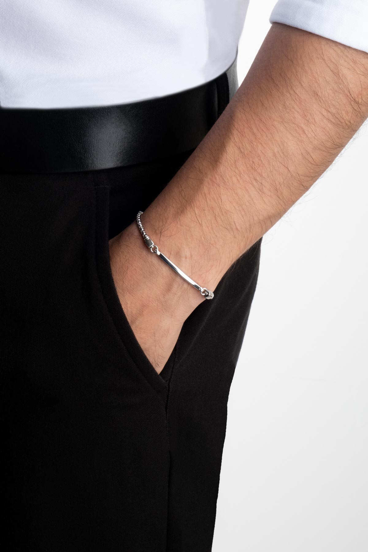 Resim İtalyan Tasarım 22 Cm Gümüş Erkek Zincir Bileklik