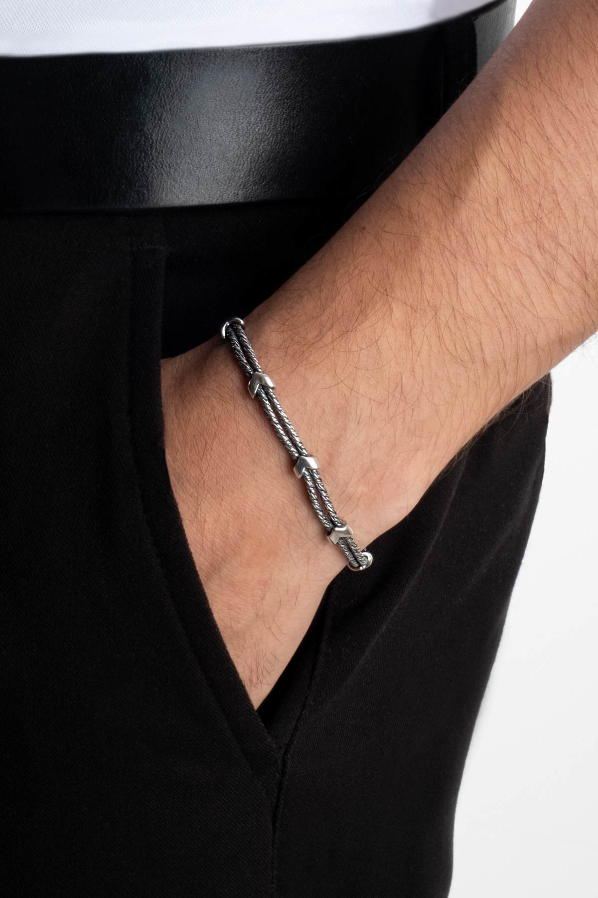 Resim İtalyan Tasarım 18 Cm Gümüş Erkek Bileklik

