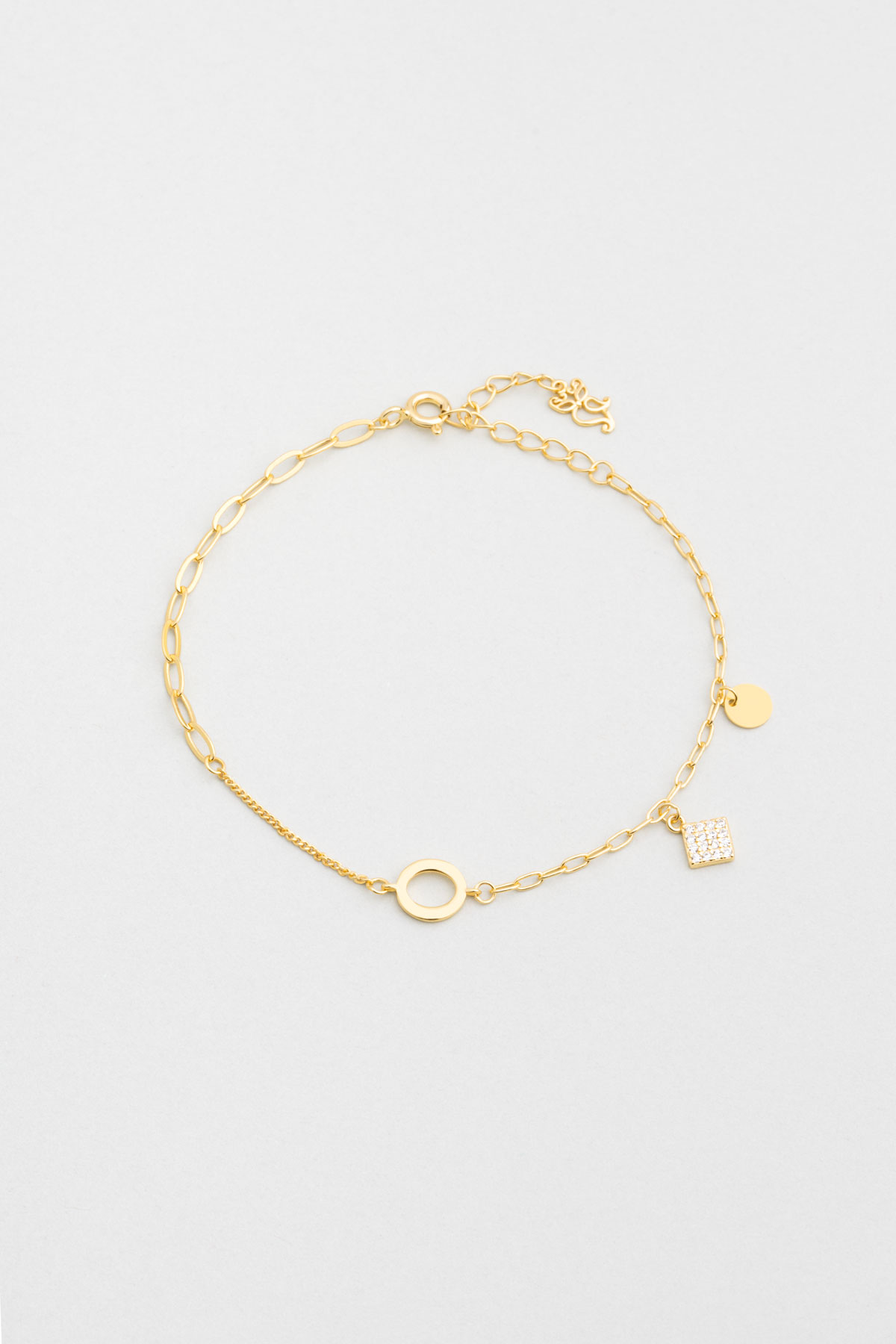Minimal Stil 18 Ayar Sarı Altın Kaplama 19 Cm Gümüş Bileklik 5162100144