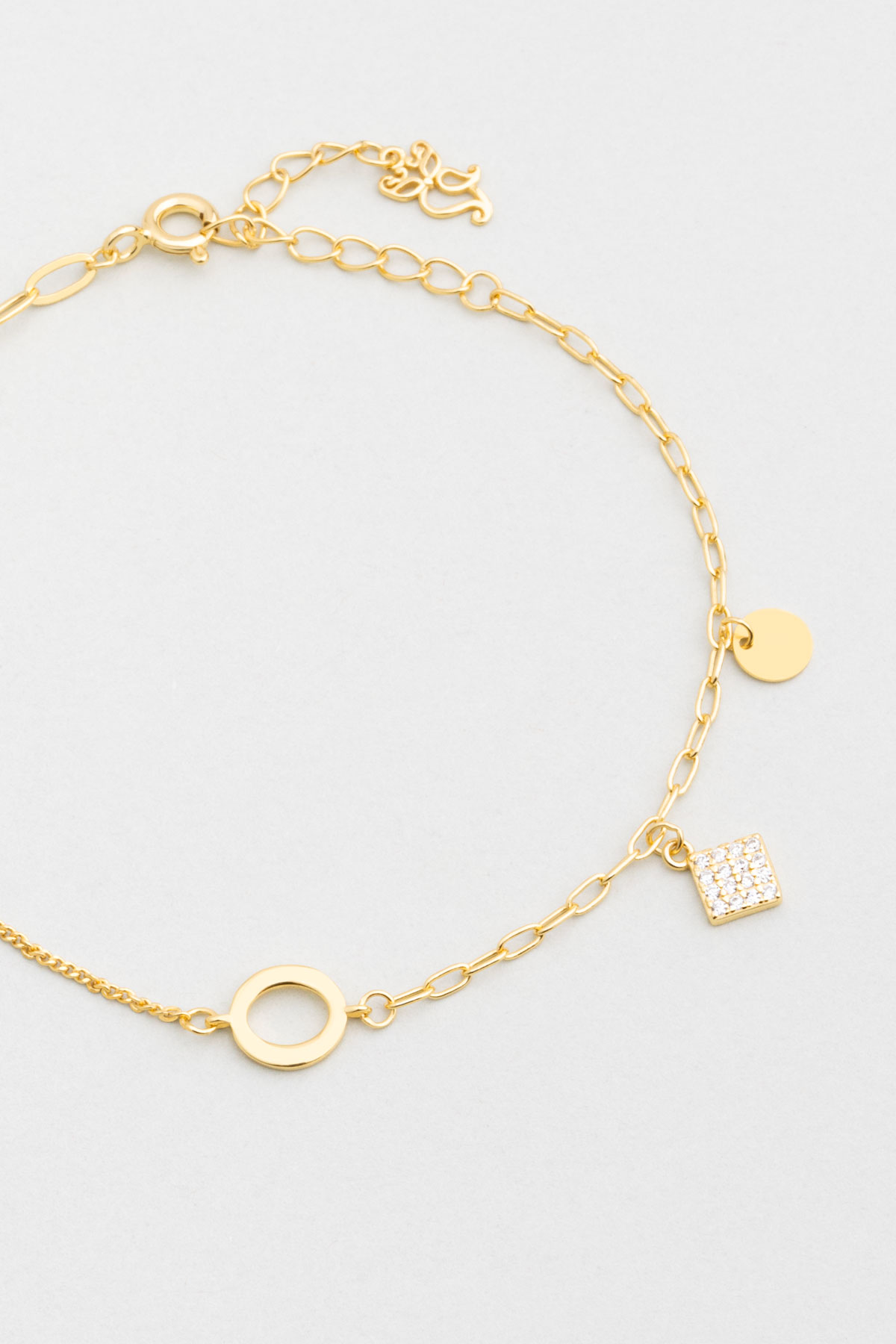 Minimal Stil 18 Ayar Sarı Altın Kaplama 19 Cm Gümüş Bileklik 5162100144_1