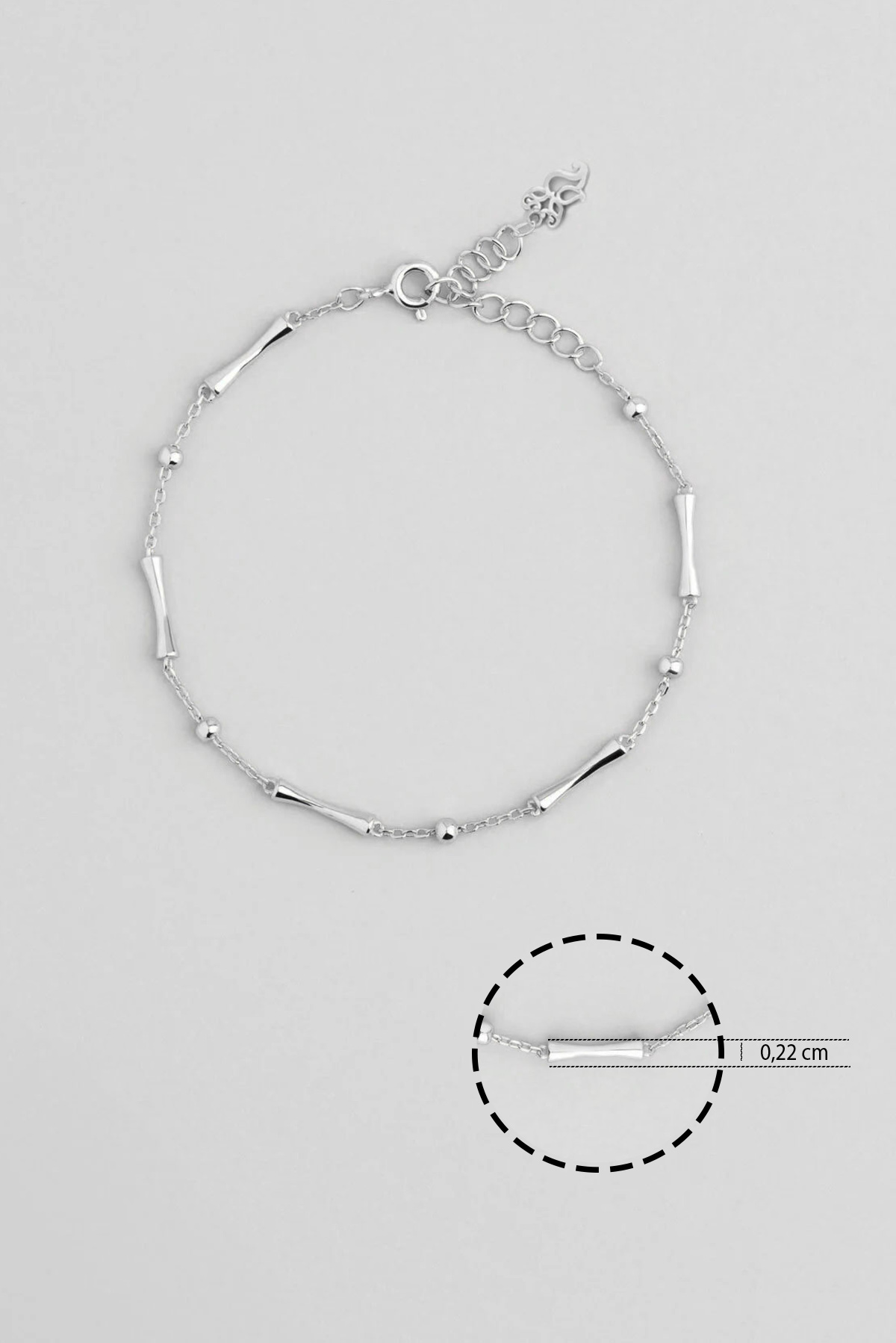 Resim Minimal Tasarım 18 Ayar Beyaz Altın Kaplama 24 Cm Gümüş Hal Hal