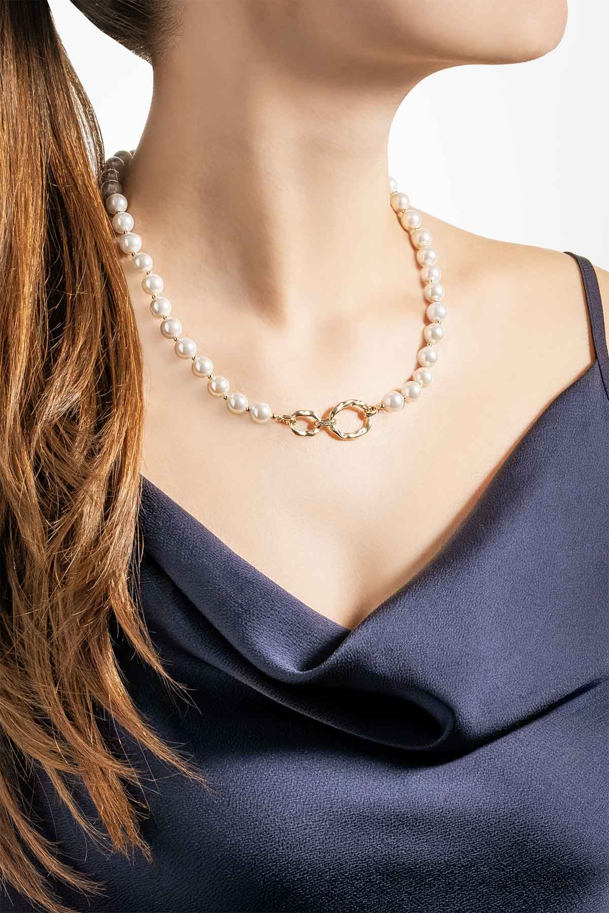 Rönesans 18 Ayar Sarı Altın Kaplama 46 Cm Gümüş İnci Kolye 5172466244_3