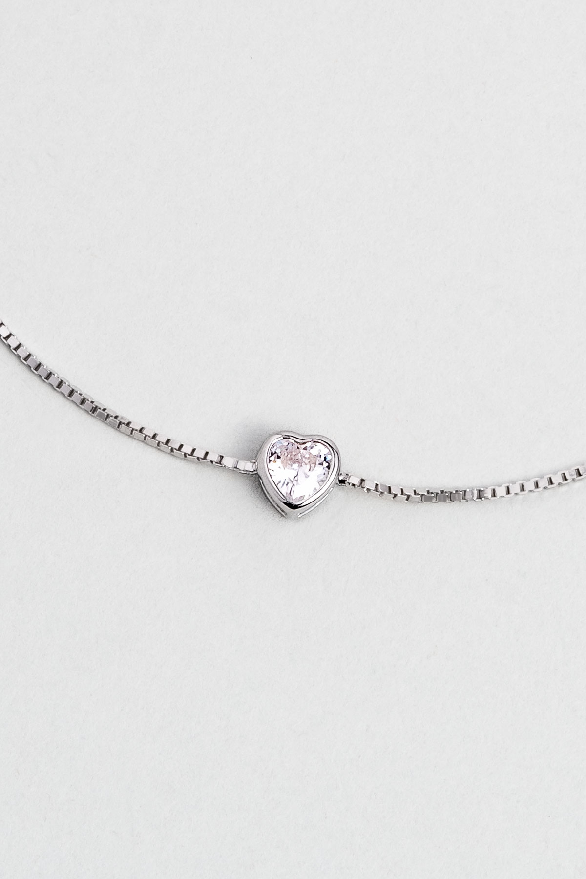 Resim Romantik Aşk 18 Ayar Beyaz Altın Kaplama 19 Cm Gümüş Kalp Bileklik
