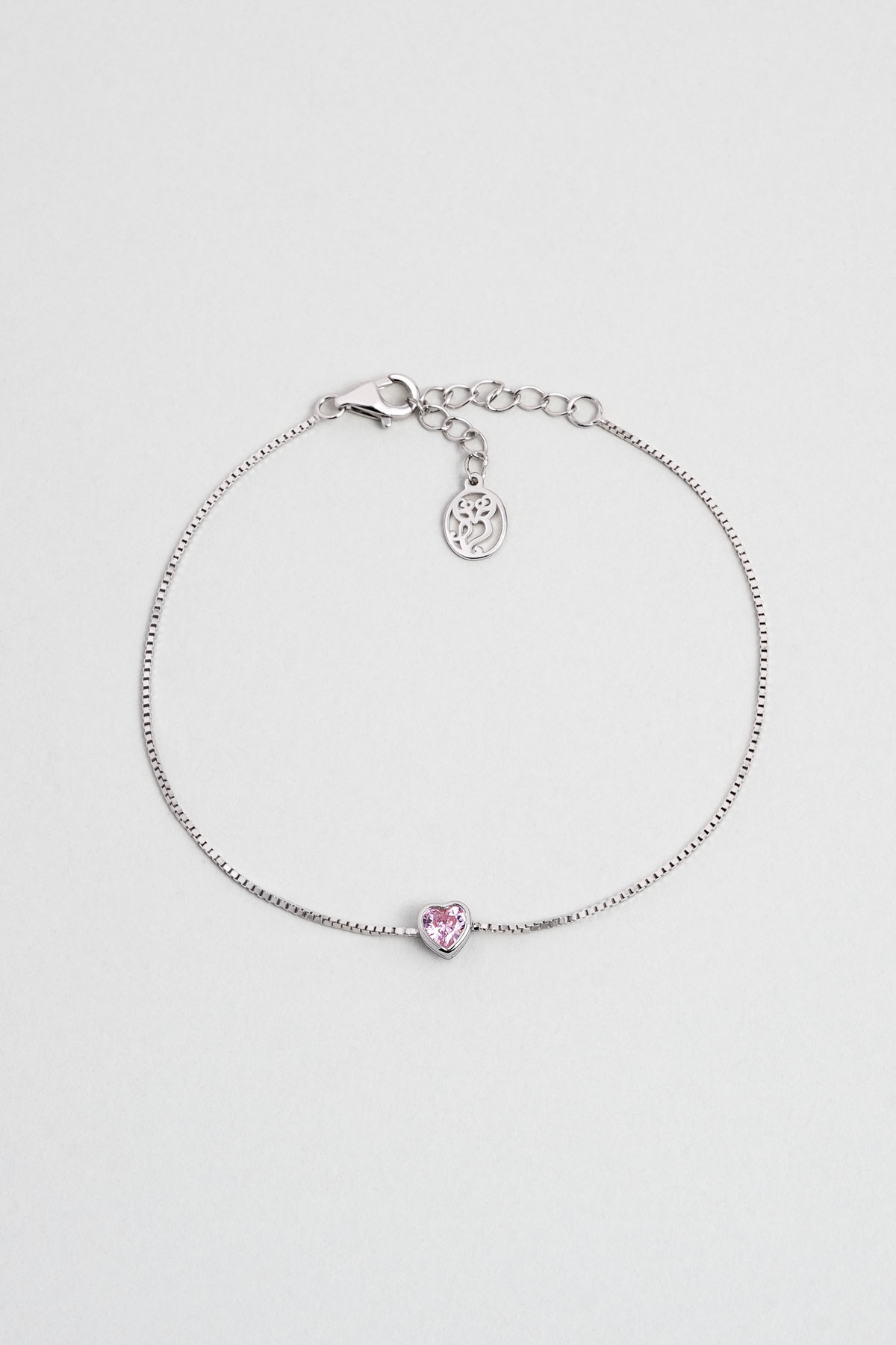 Resim Romantik Aşk 18 Ayar Beyaz Altın Kaplama 19 Cm Gümüş Kalp Bileklik

