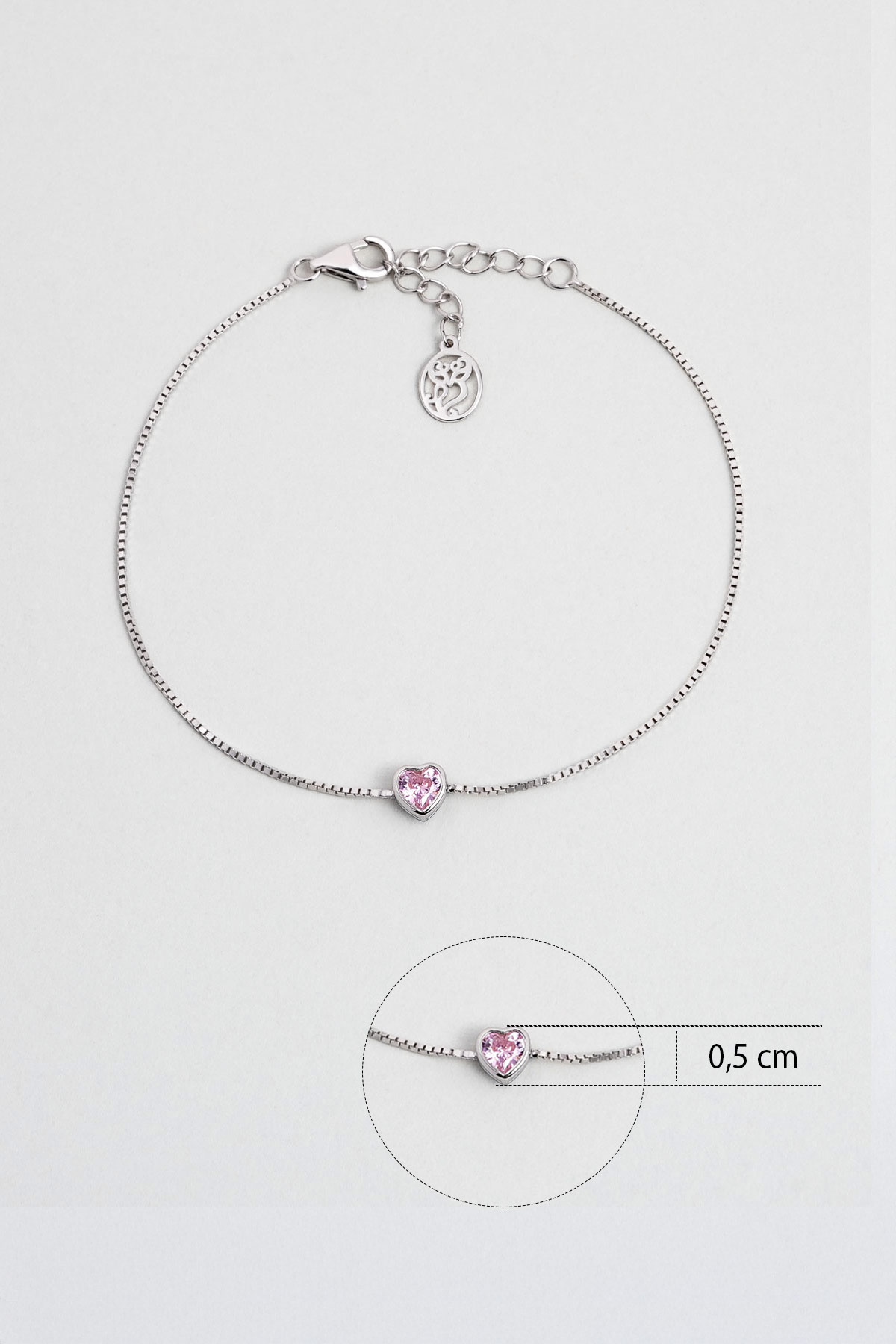 Resim Romantik Aşk 18 Ayar Beyaz Altın Kaplama 19 Cm Gümüş Kalp Bileklik
