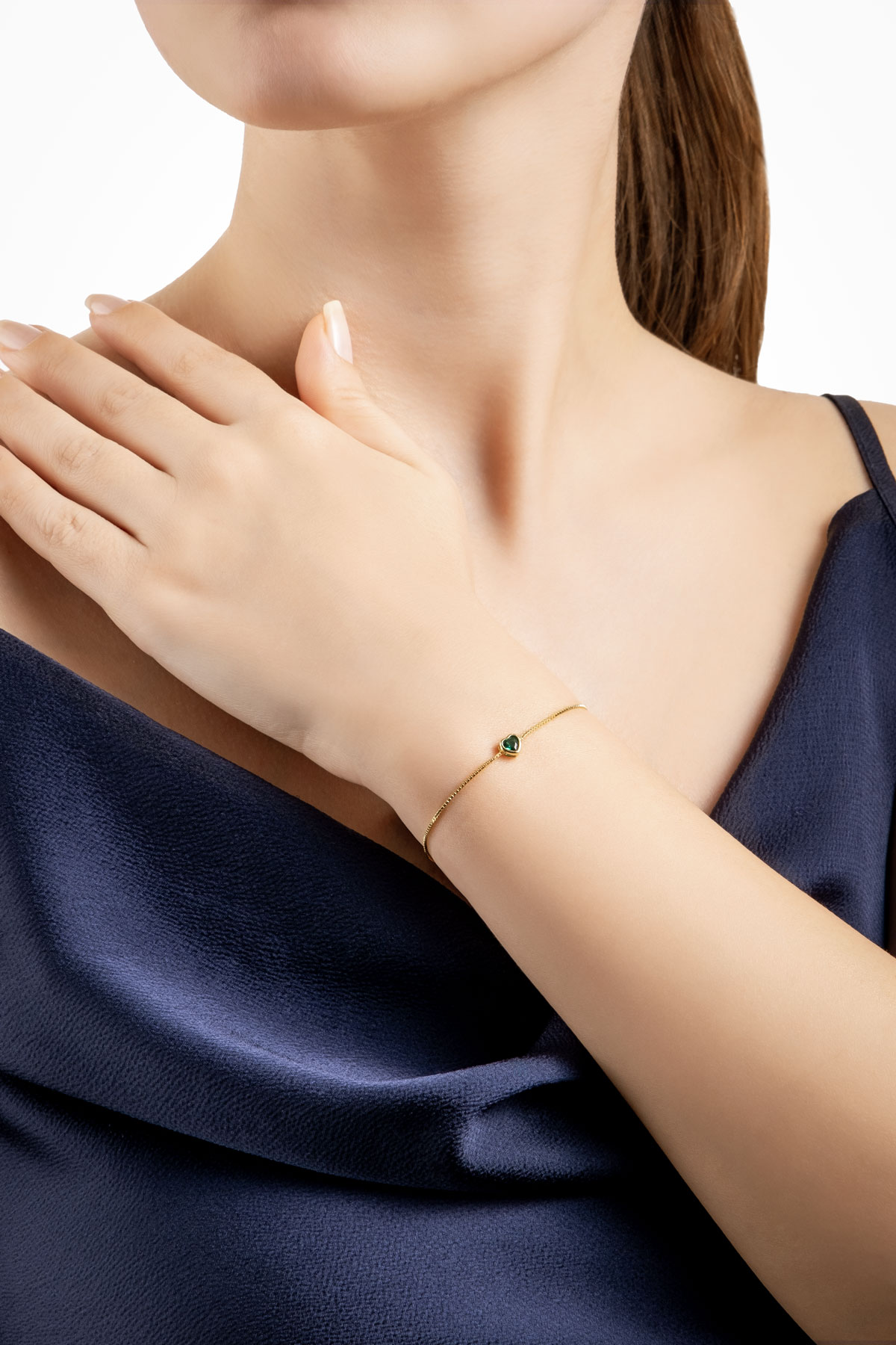 Resim Romantik Aşk 18 Ayar Sarı Altın Kaplama 19 Cm Gümüş Kalp Bileklik
