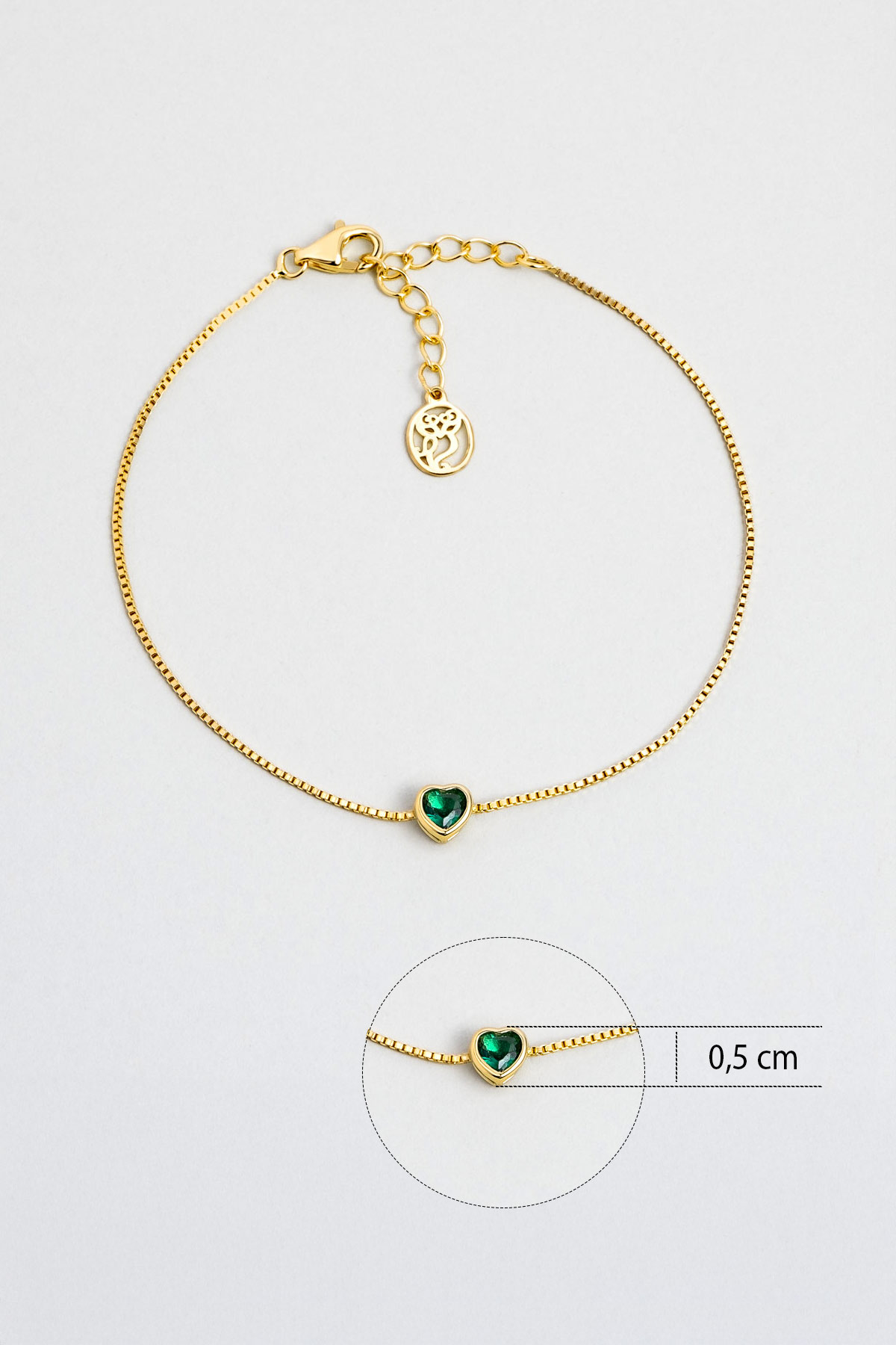 Resim Romantik Aşk 18 Ayar Sarı Altın Kaplama 19 Cm Gümüş Kalp Bileklik
