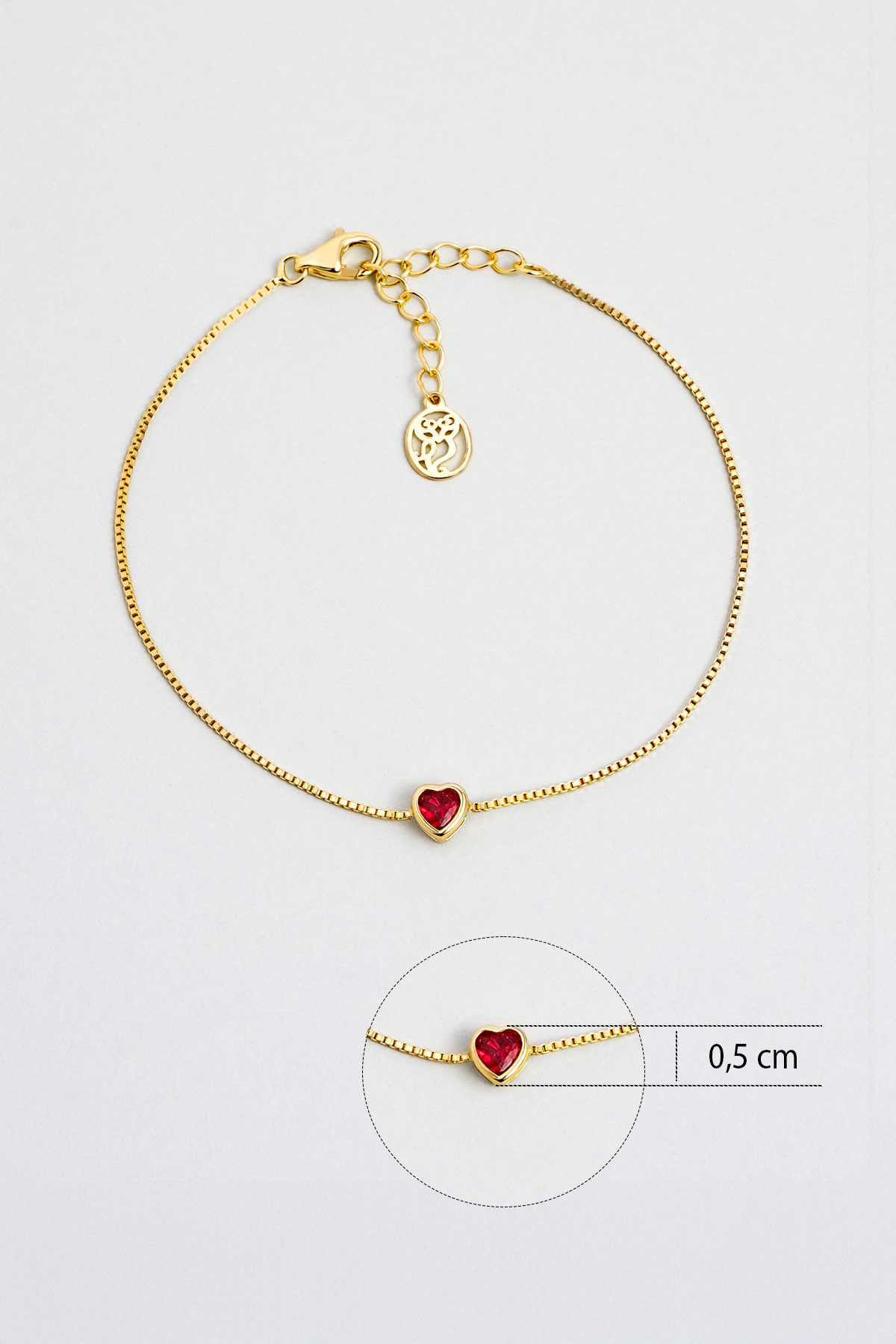 Resim Romantik Aşk 18 Ayar Sarı Altın Kaplama 19 Cm Gümüş Kalp Bileklik