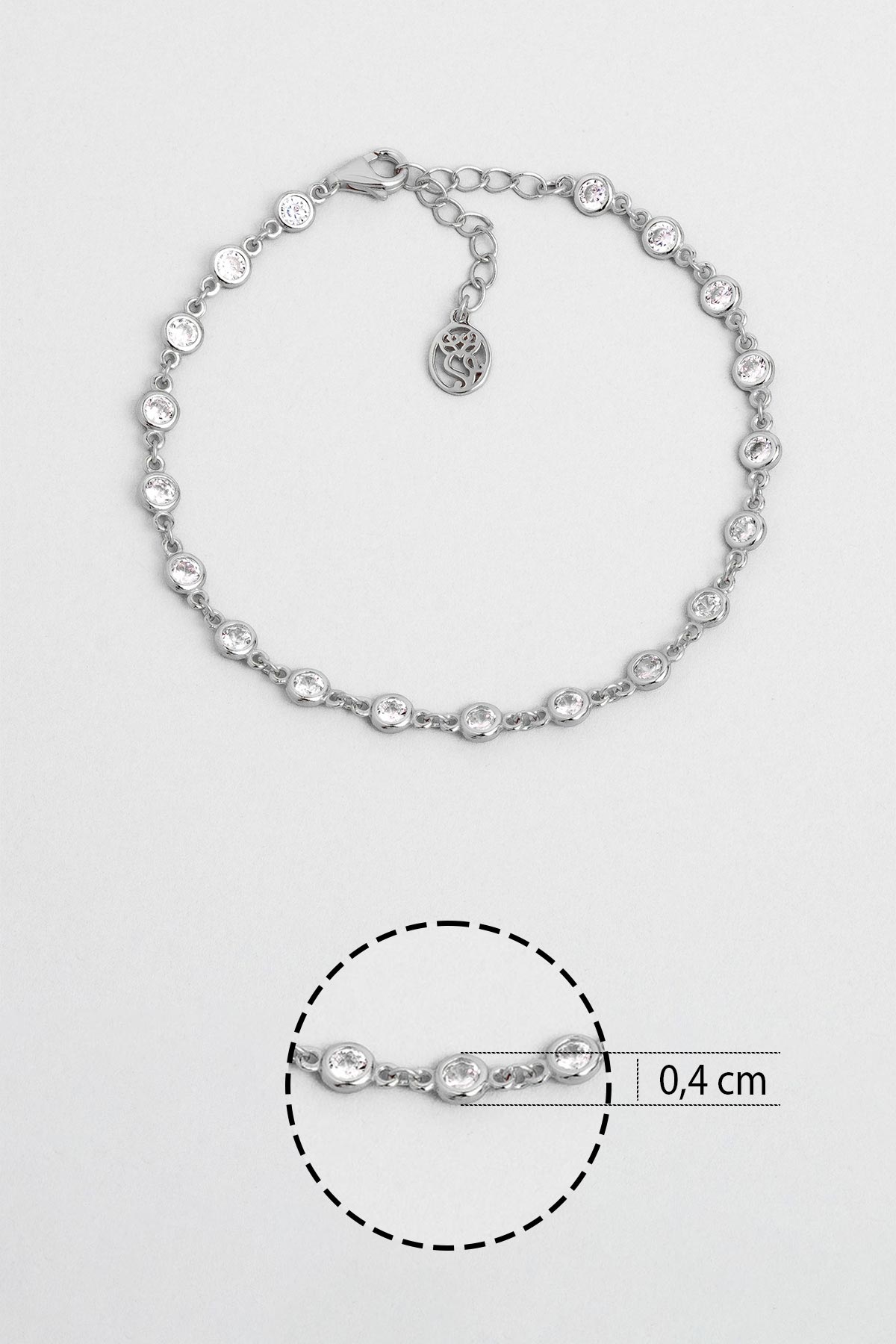 Resim Rosalinda 18 Ayar Beyaz Altın Kaplama 19 Cm Gümüş Bileklik