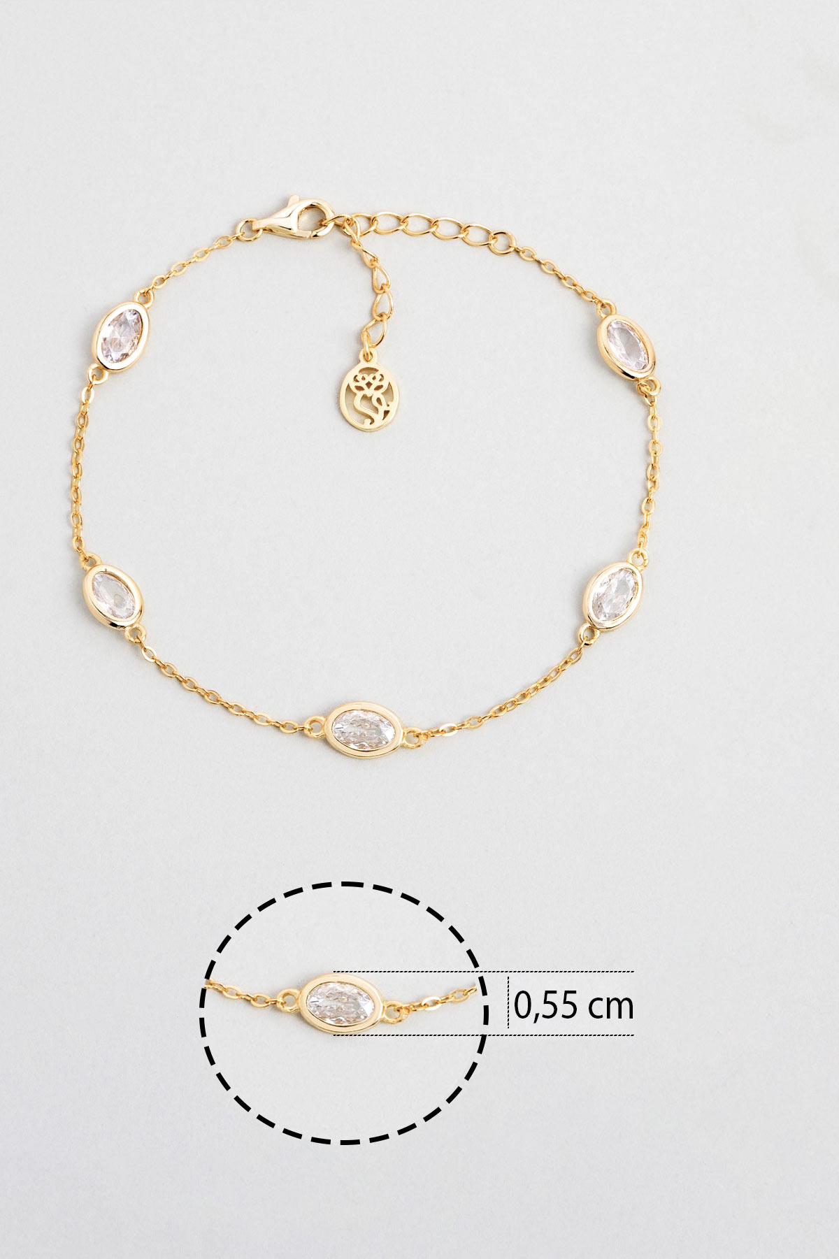 Resim Beyaz Rüya 18 Ayar Sarı Altın Kaplama 19 Cm Gümüş Minimal Bileklik
