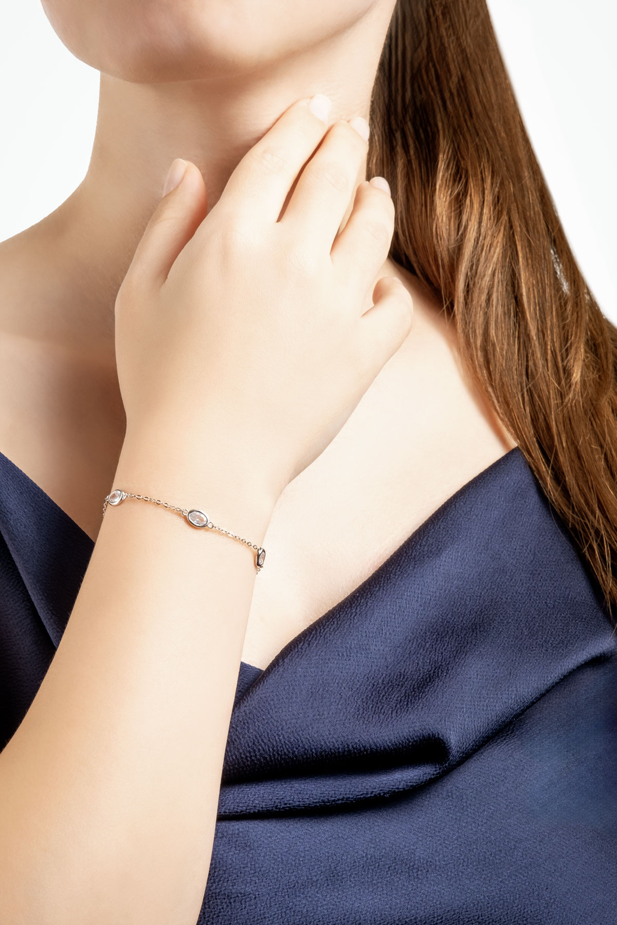Resim Beyaz Rüya 18 Ayar Sarı Altın Kaplama 19 Cm Gümüş Minimal Bileklik