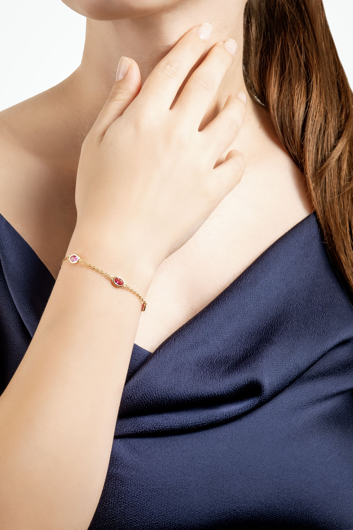 Resim Pembe Rüya 18 Ayar Sarı Altın Kaplama 19 Cm Gümüş Minimal Bileklik