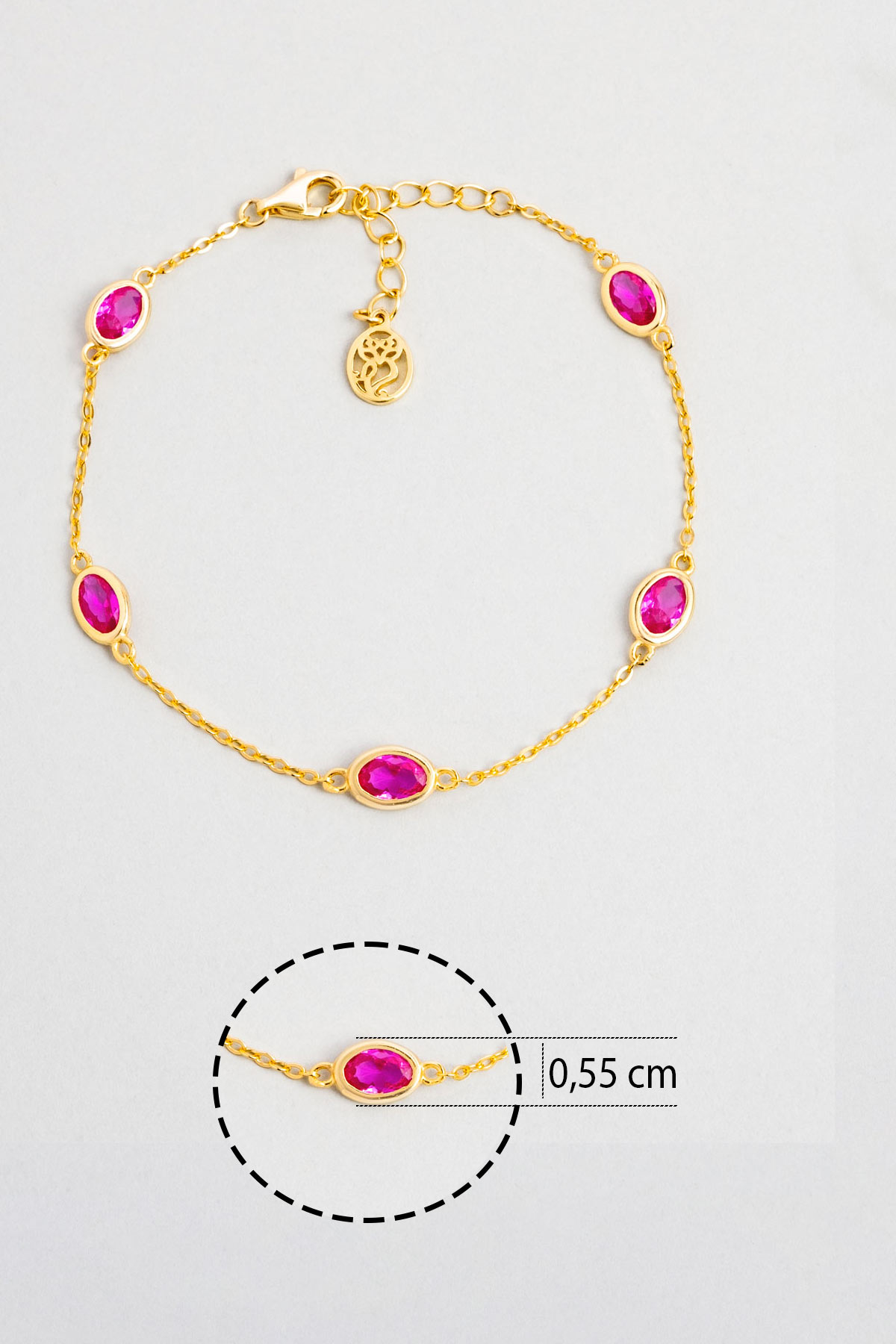 Resim Pembe Rüya 18 Ayar Sarı Altın Kaplama 19 Cm Gümüş Minimal Bileklik