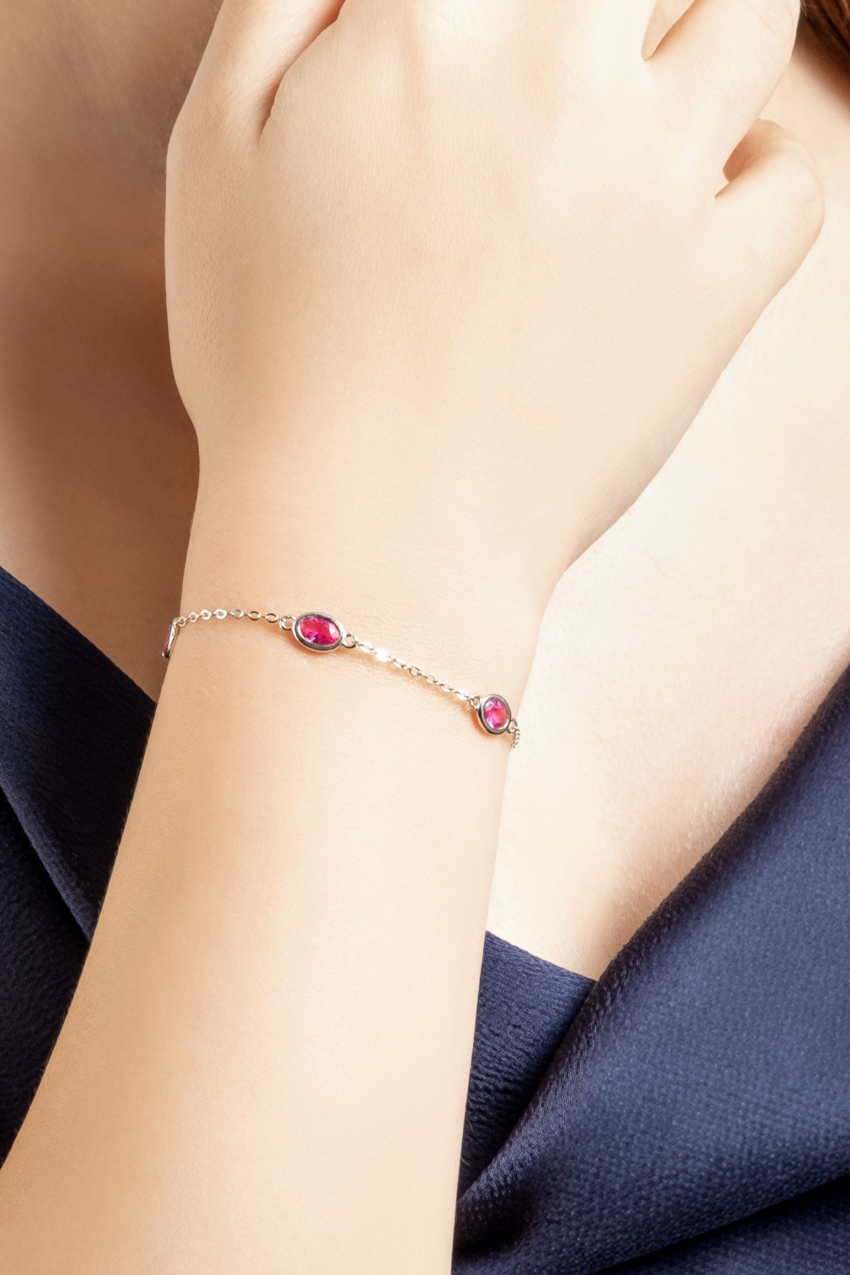 Resim Pembe Rüya 18 Ayar Sarı Altın Kaplama 19 Cm Gümüş Minimal Bileklik