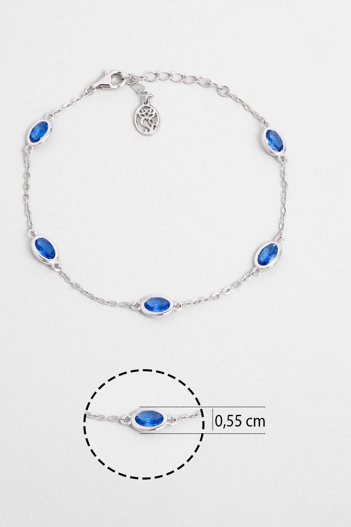Resim Mavi Rüya 18 Ayar Sarı Altın Kaplama 19 Cm Gümüş Minimal Bileklik
