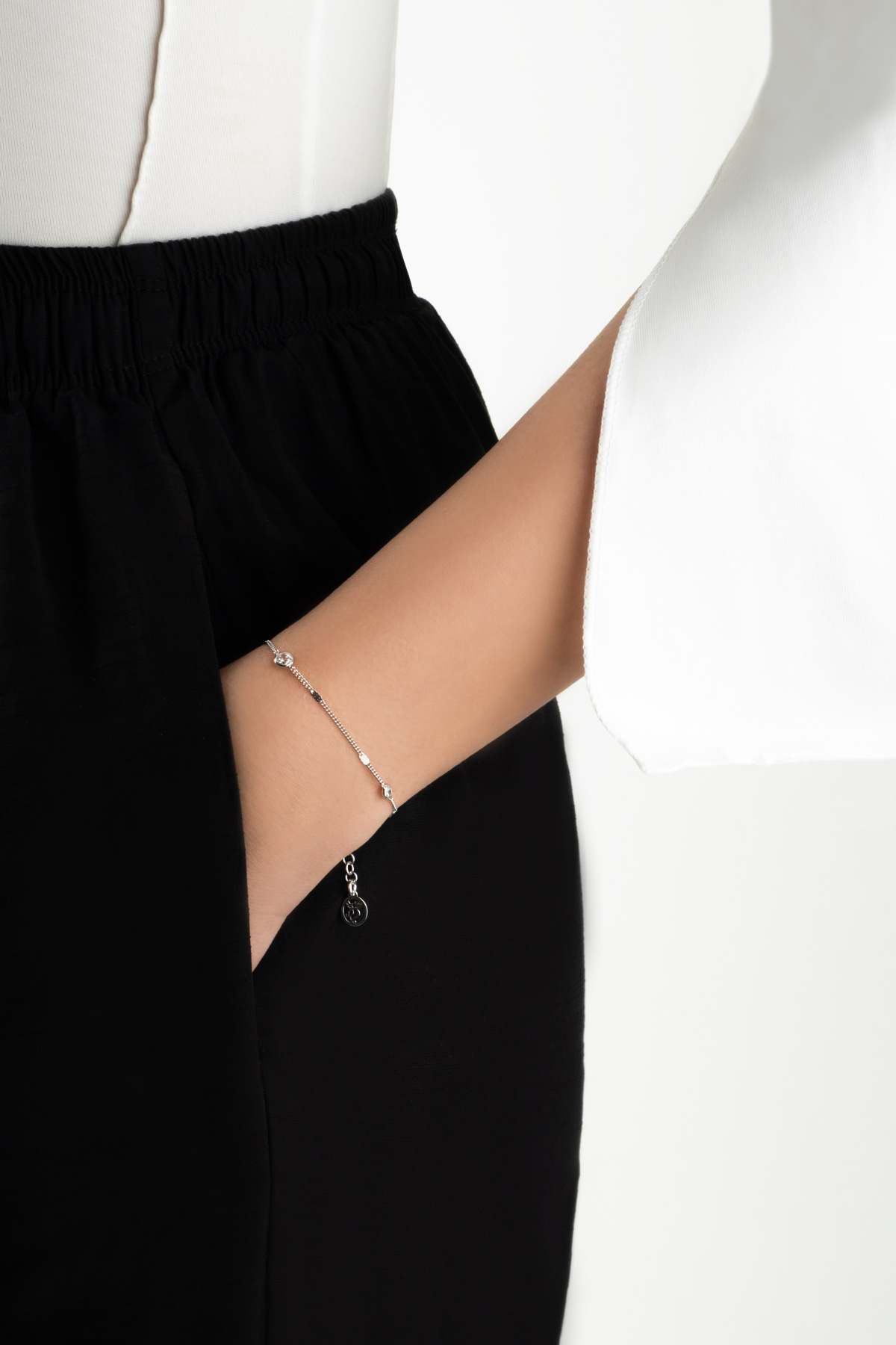 İtalyan Tasarım 18 Ayar Beyaz Altın Kaplama 19 Cm Gümüş Bileklik
 5174199999_3