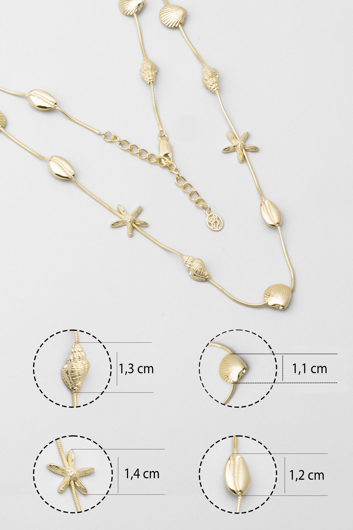 Resim Thalassa 18 Ayar Sarı Altın Kaplama 45 Cm Gümüş Kolye