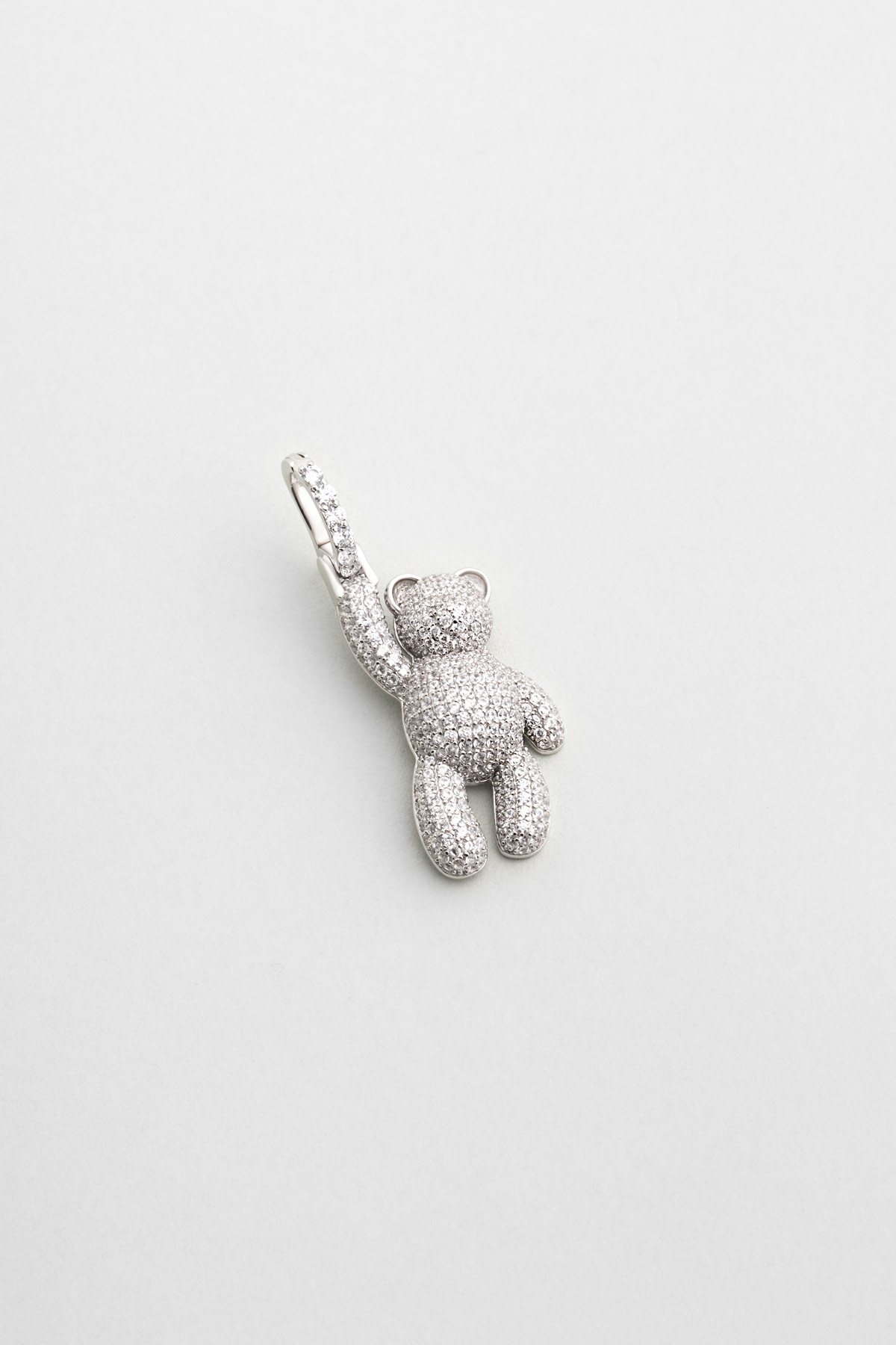 Resim Tiny Bear 18 Ayar Beyaz Altın Kaplama Gümüş Charm
