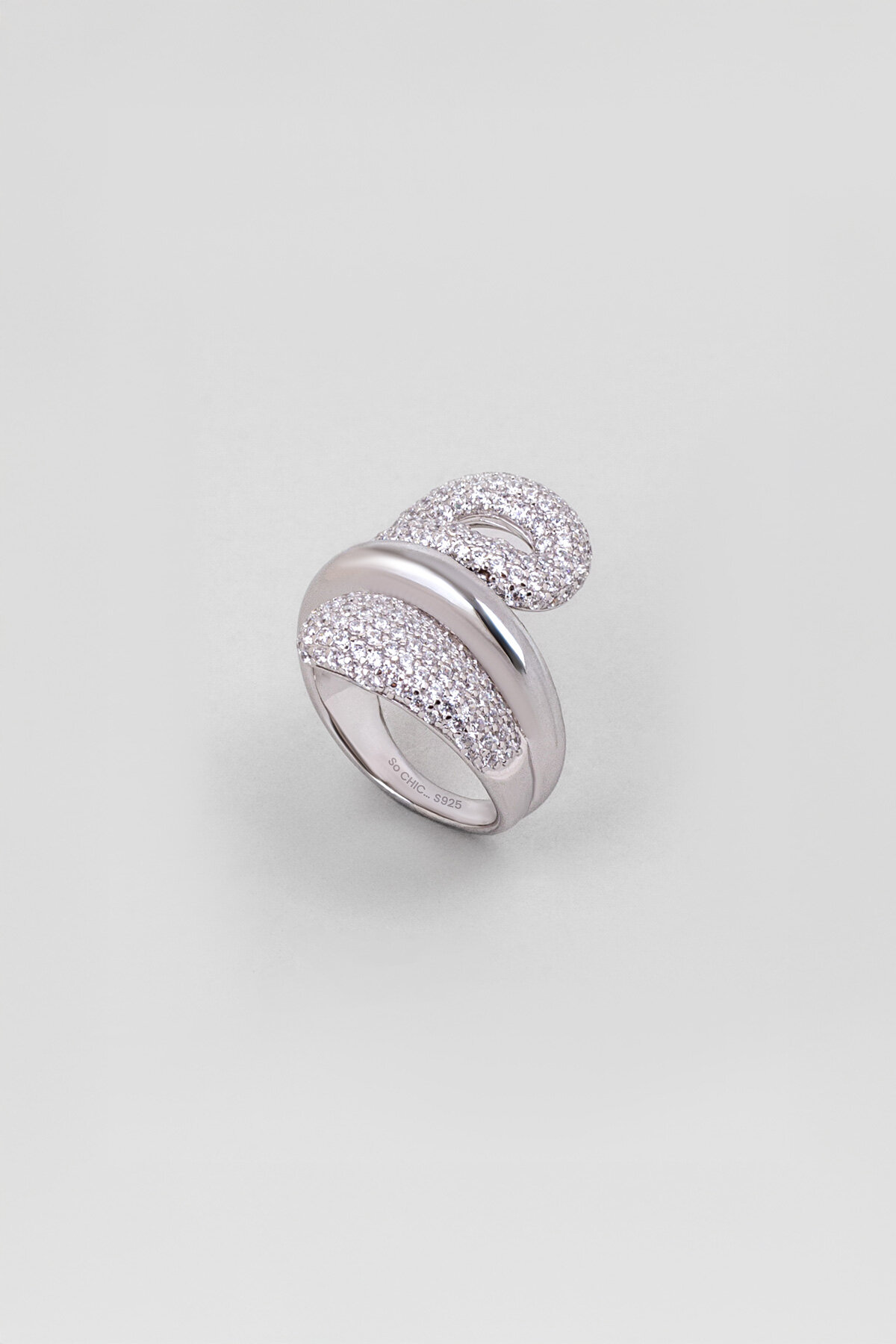 Juliet 18 Ayar Beyaz Altın Kaplama Gümüş Tasarım Yüzük