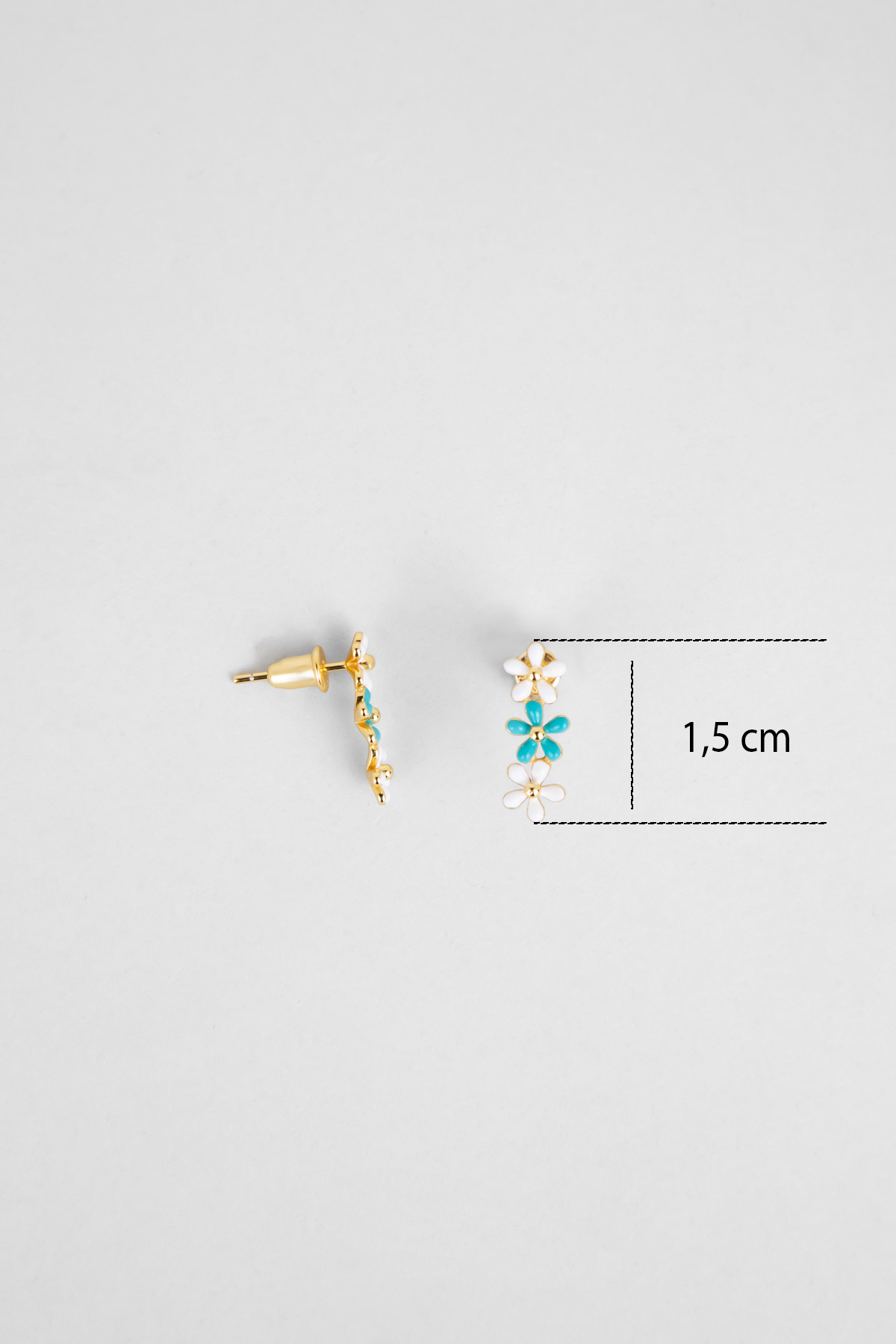 Resim Santorini Çiçeği 18 Ayar Sarı Altın Kaplama Gümüş Küpe