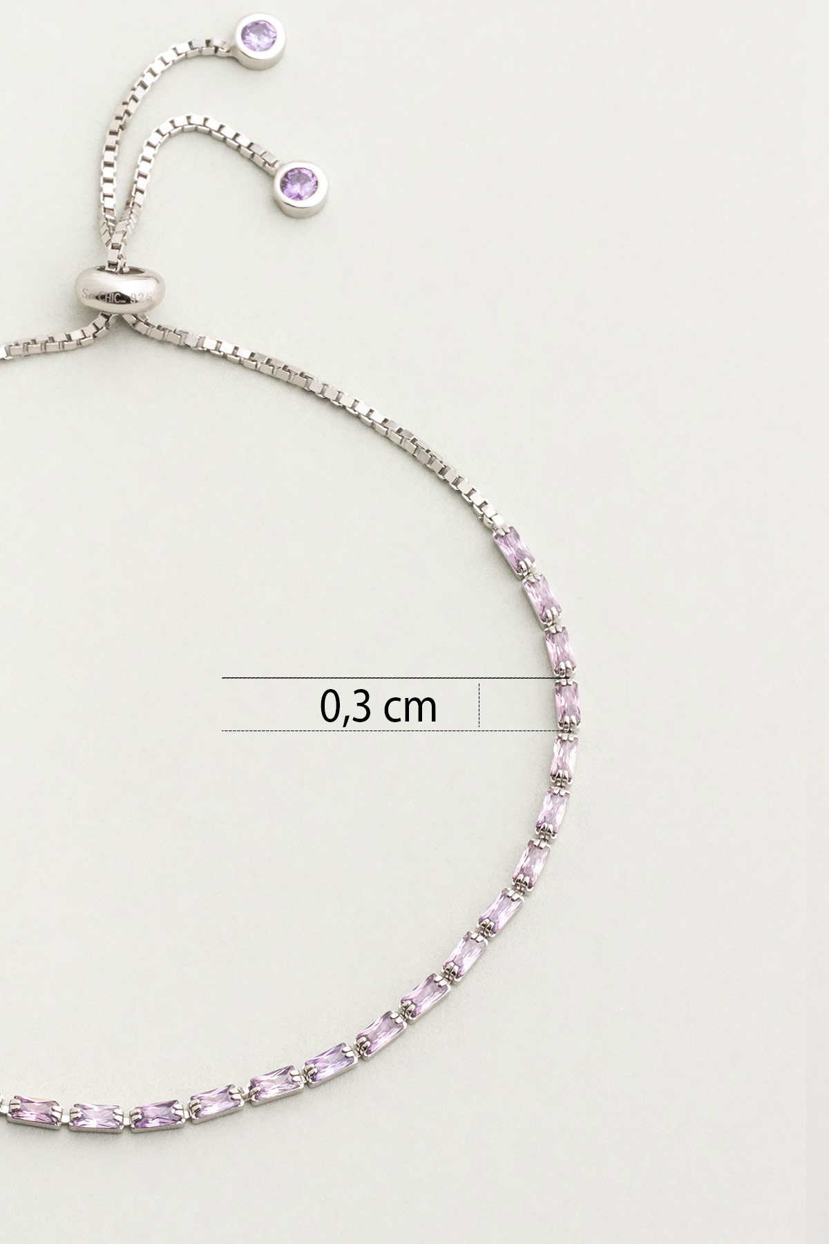 Violet 18 Ayar Beyaz Altın Kaplama Gümüş Ayarlanabilir Bileklik 5178281799_2