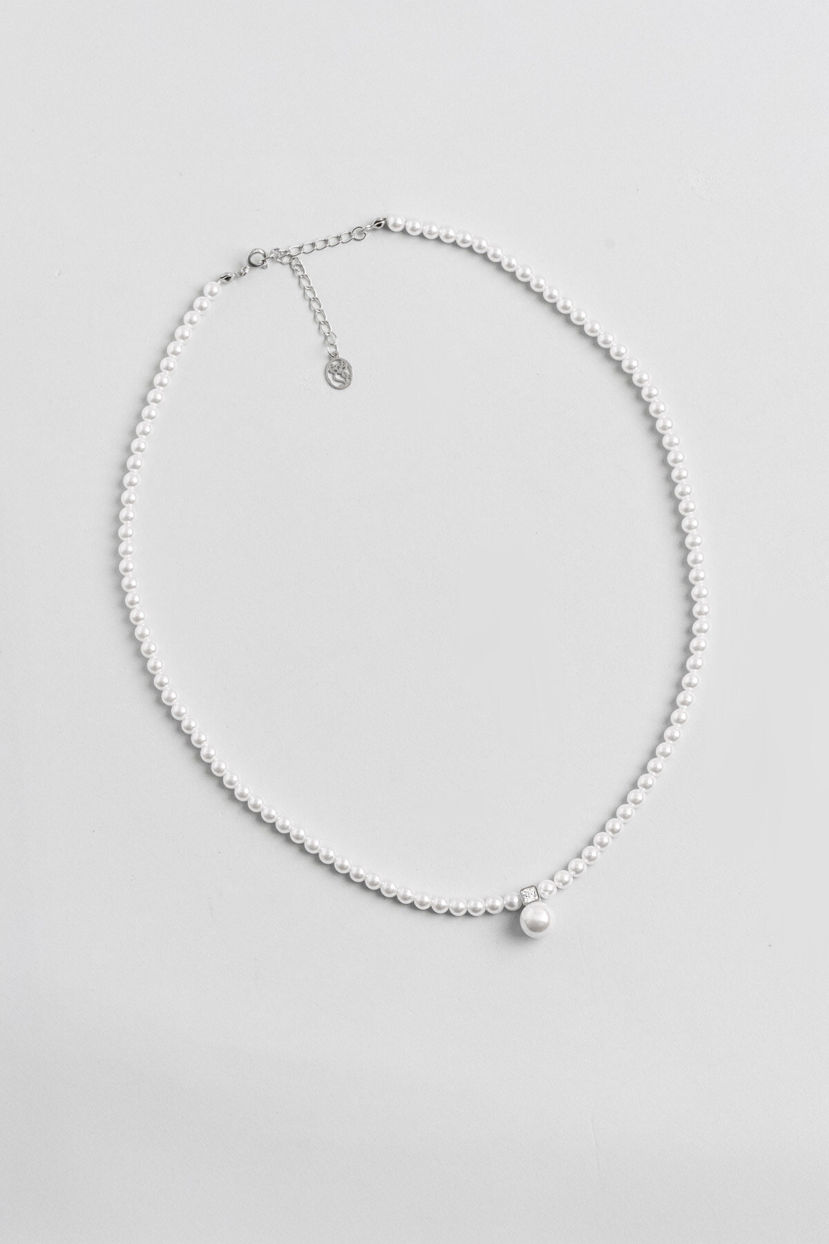 Ithaka Rüzgarı 18 Ayar Beyaz Altın Kaplama 47 Cm Gümüş İnci Kolye