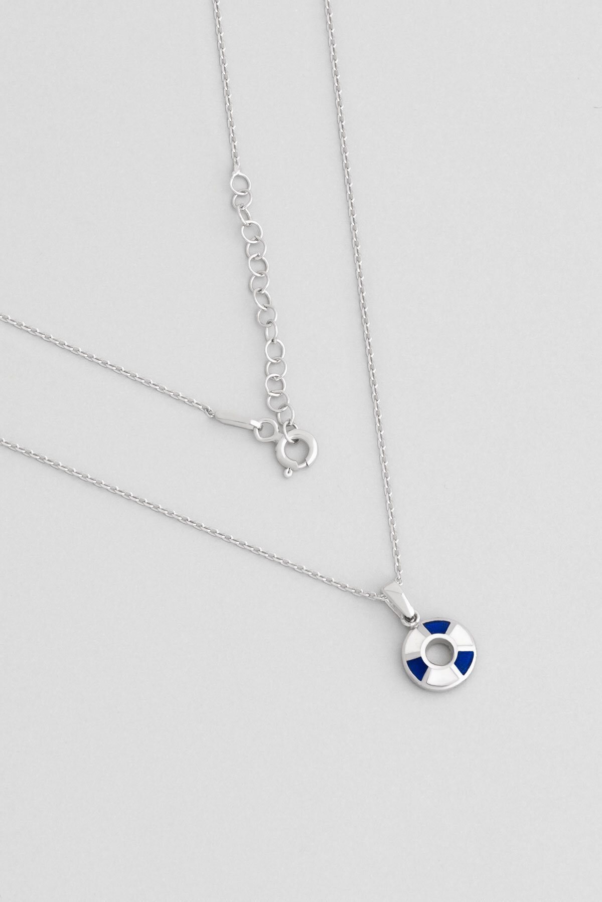 Lifesaver 18 Ayar Beyaz Altın Kaplama Gümüş Çocuk Kolye