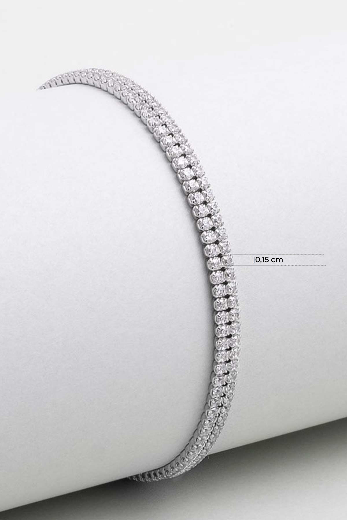 Avangard 18 Ayar Beyaz Altın Kaplama 19 Cm Gümüş Su Yolu Bileklik 5205440199_1