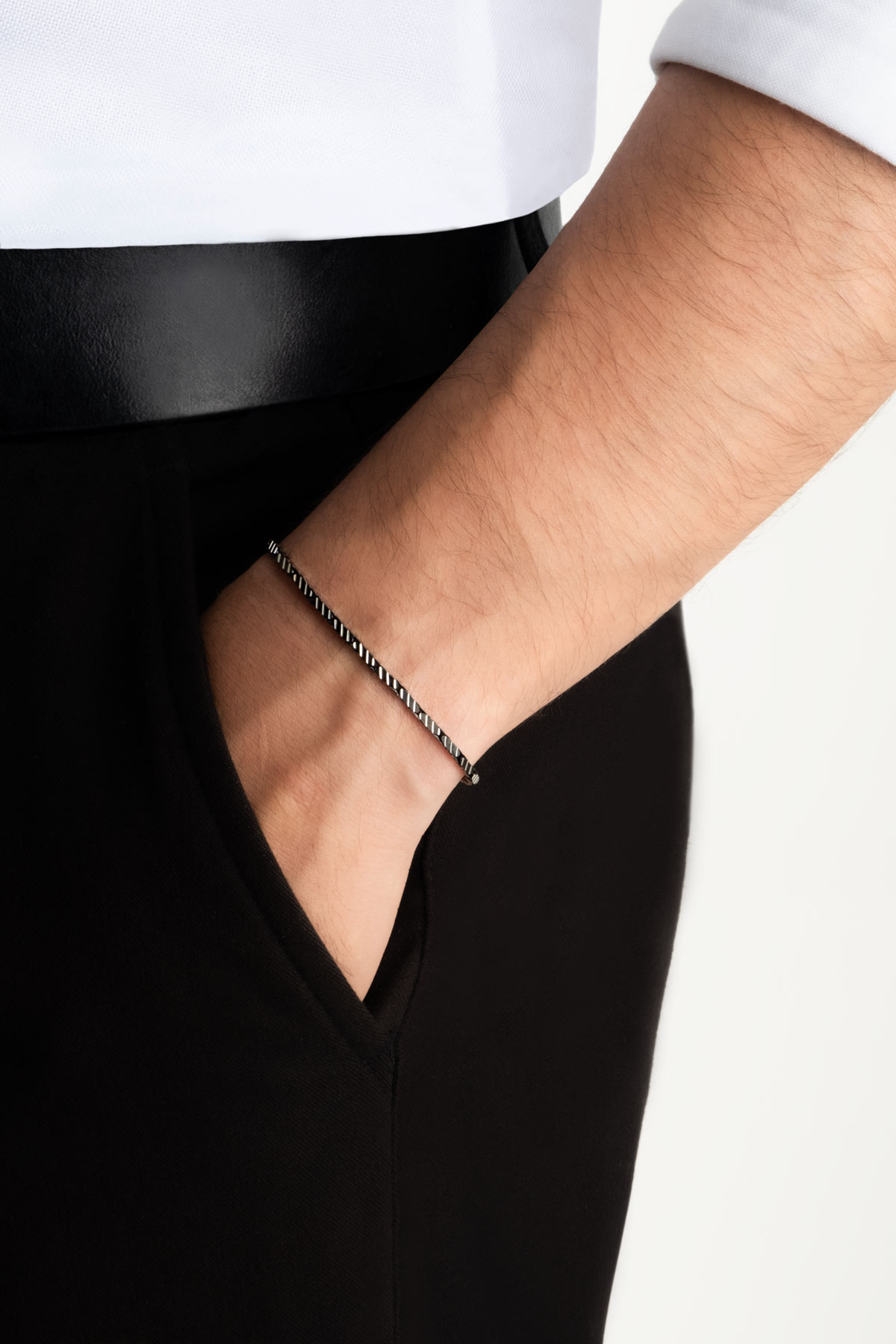 İtalyan Tasarım Rutenyum Kaplama 22 Cm Gümüş Erkek Bileklik 5207399999_3