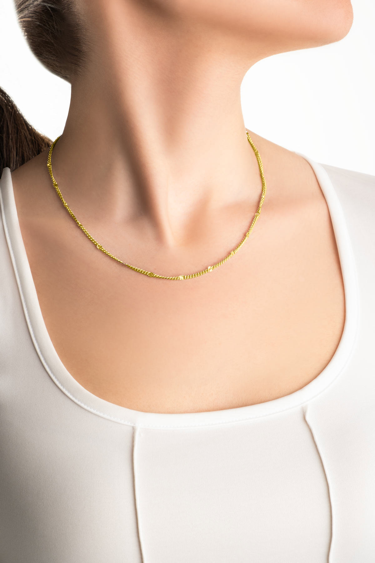 İtalyan Tasarım 18 Ayar Sarı Altın Kaplama 44 Cm Gümüş Kolye 5207504499_3