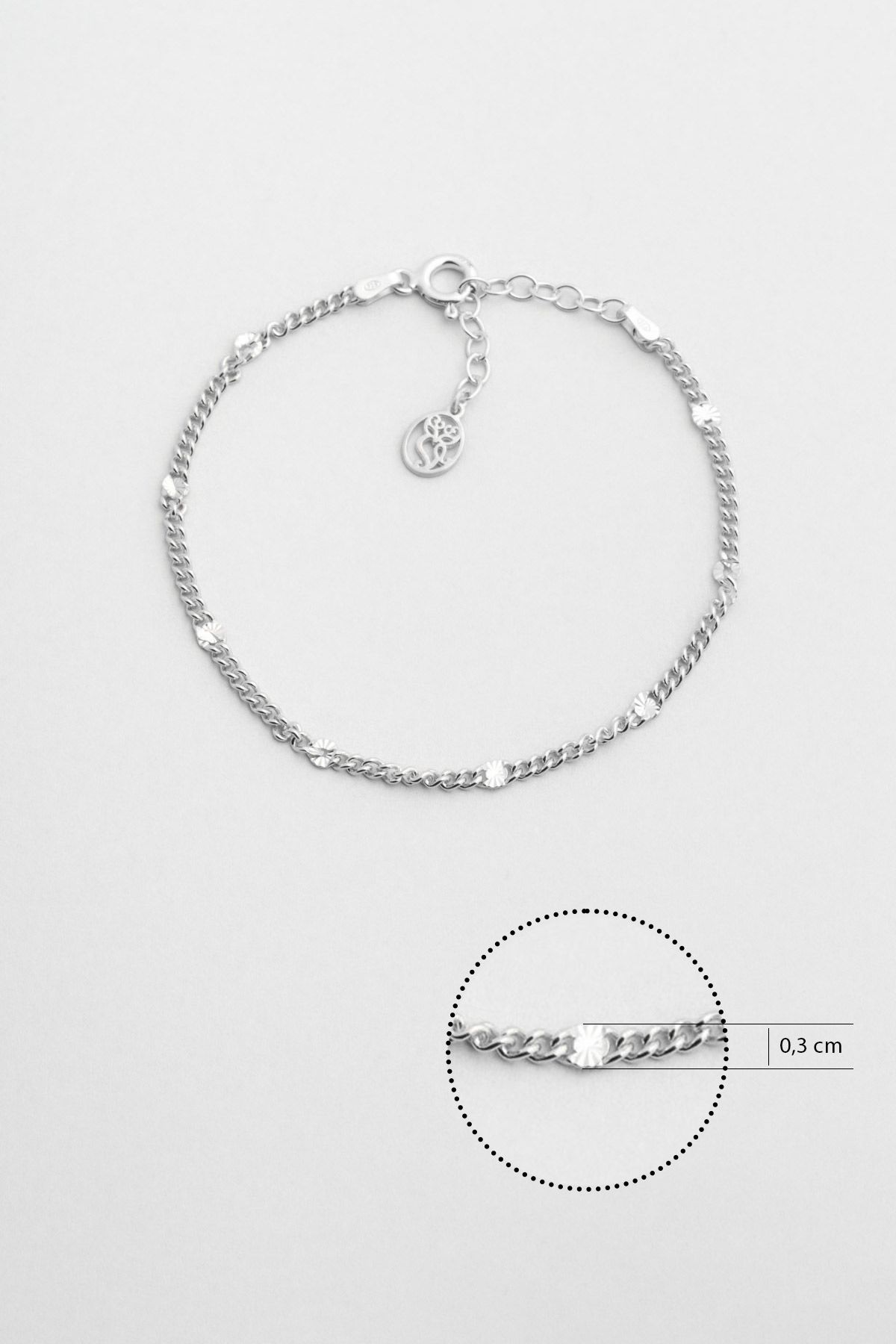 İtalyan Tasarım 18 Ayar Beyaz Altın Kaplama 19 Cm Gümüş Bileklik
 5207519999_2
