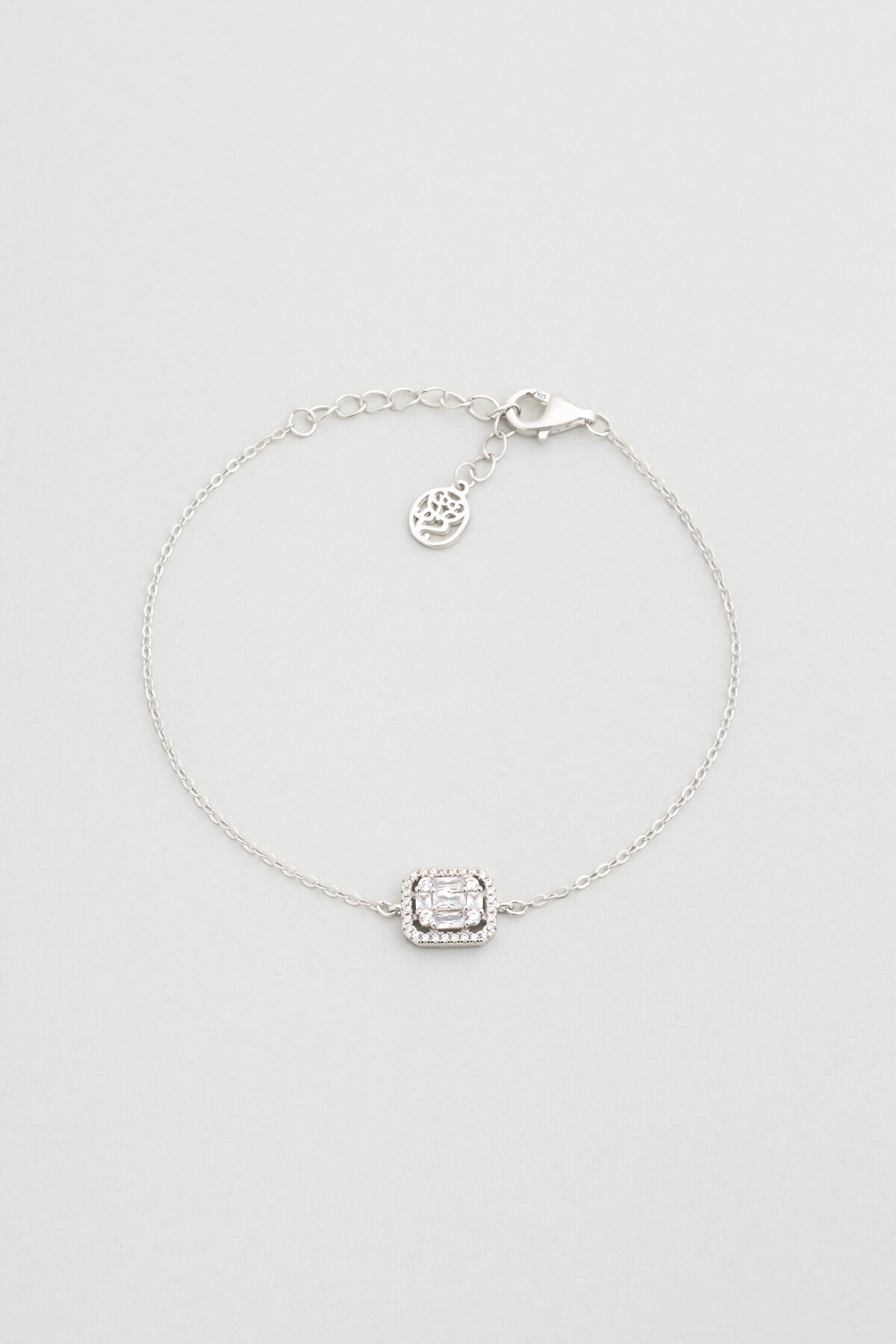 Avangard Baget 18 Ayar Beyaz Altın Kaplama 19 Cm Gümüş Bileklik