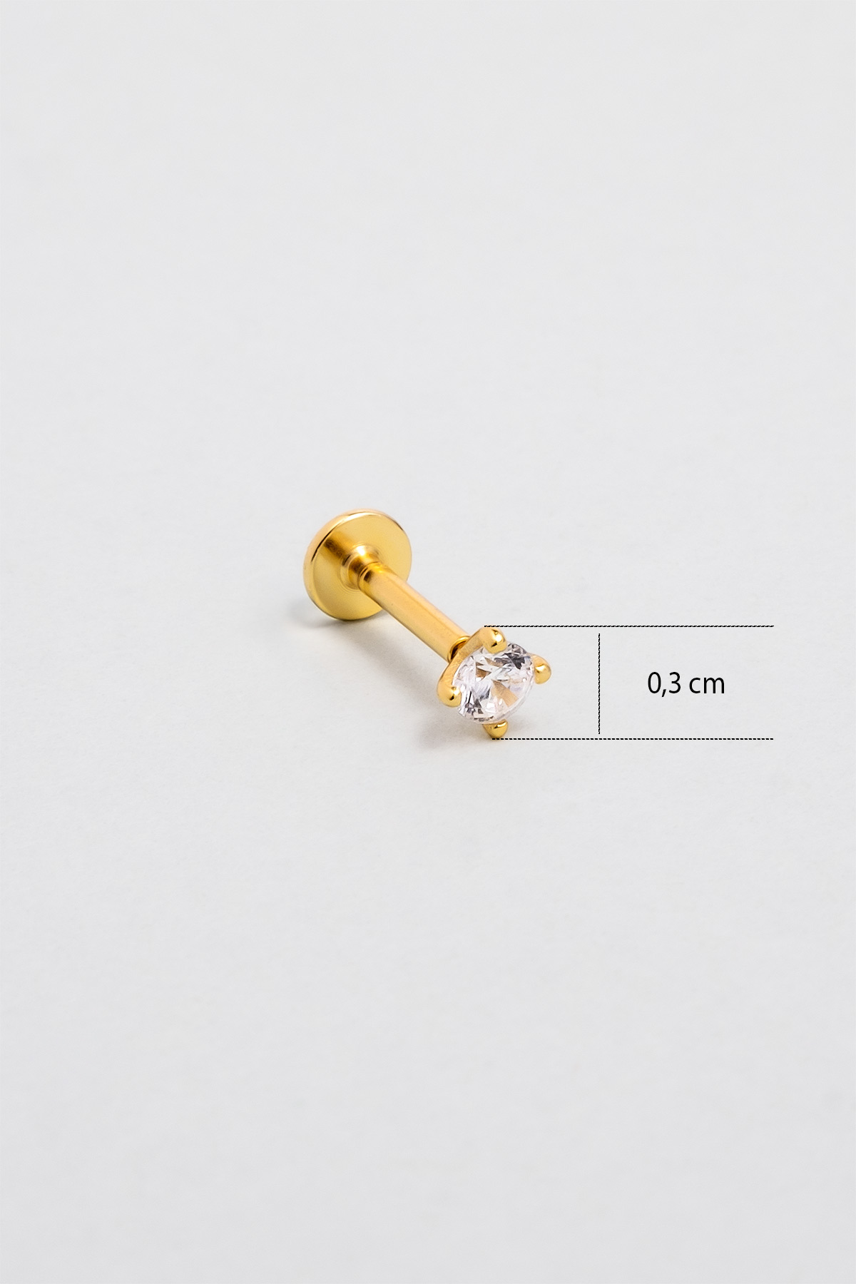 Resim Zirkon Işıltısı 18 Ayar Sarı Altın Kaplama Gümüş Tragus-Helix Piercing