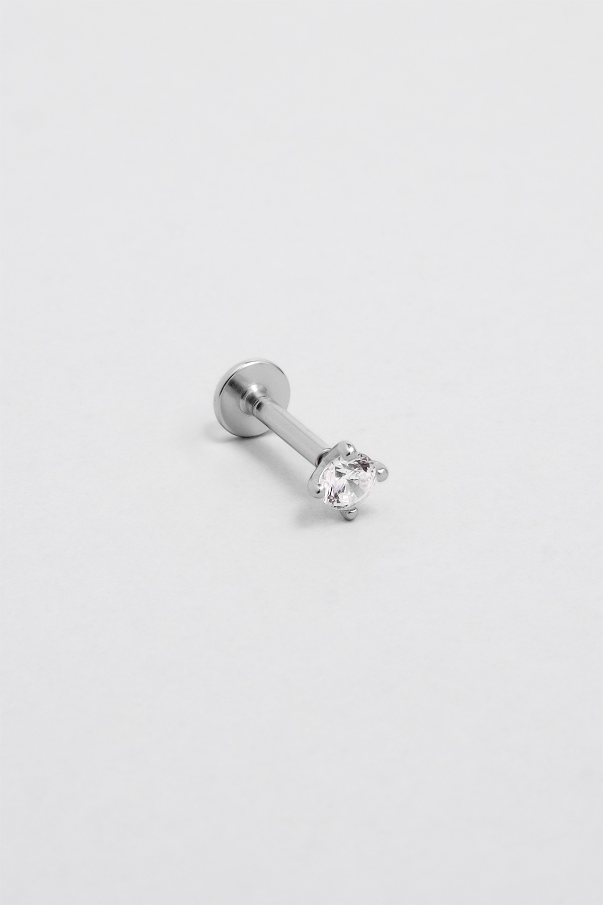Resim Zirkon Işıltısı 18 Ayar Beyaz Altın Kaplama Gümüş Tragus-Helix Piercing