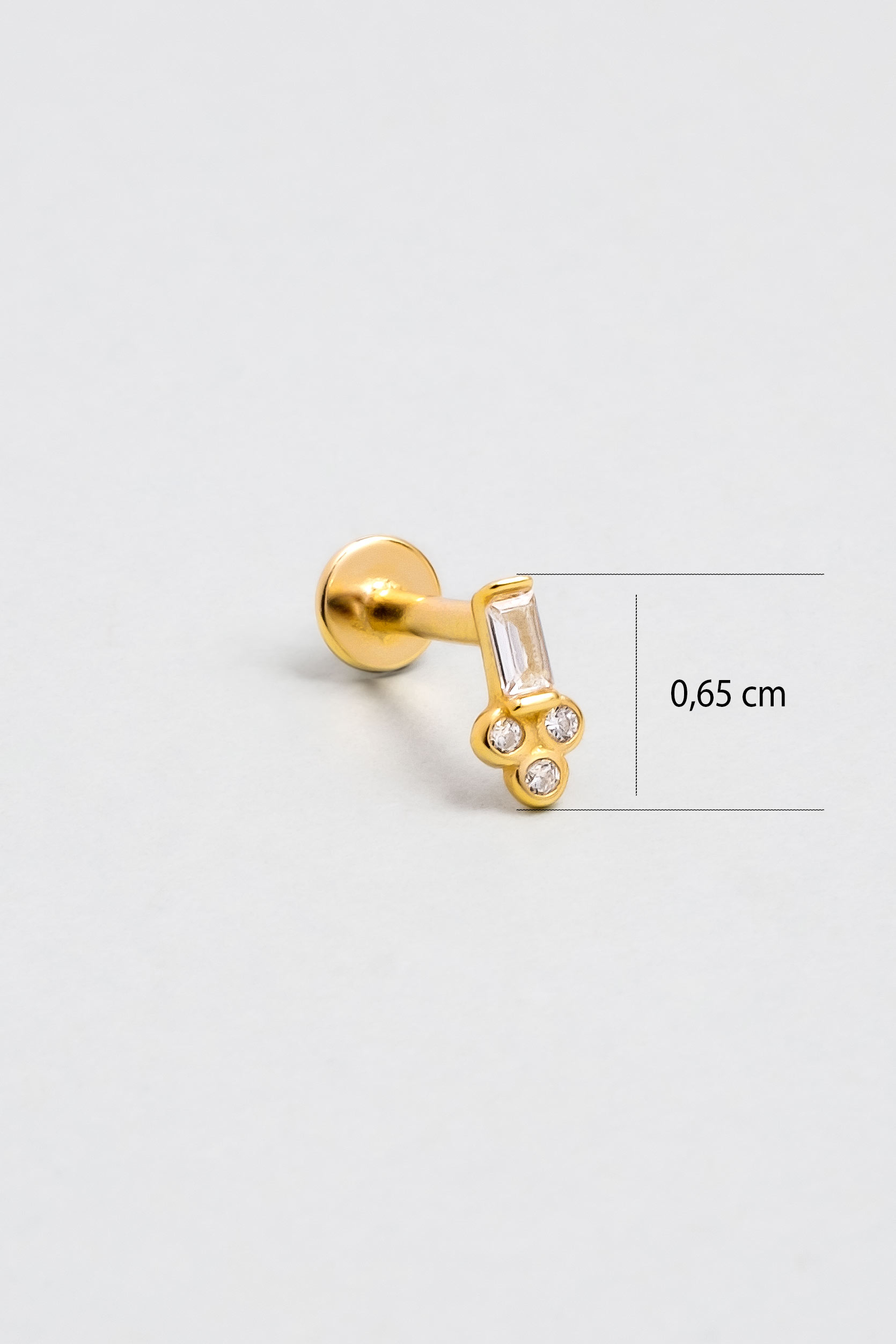 Resim Baget Kesim 18 Ayar Sarı Altın Kaplama Gümüş Tragus-Helix Piercing
