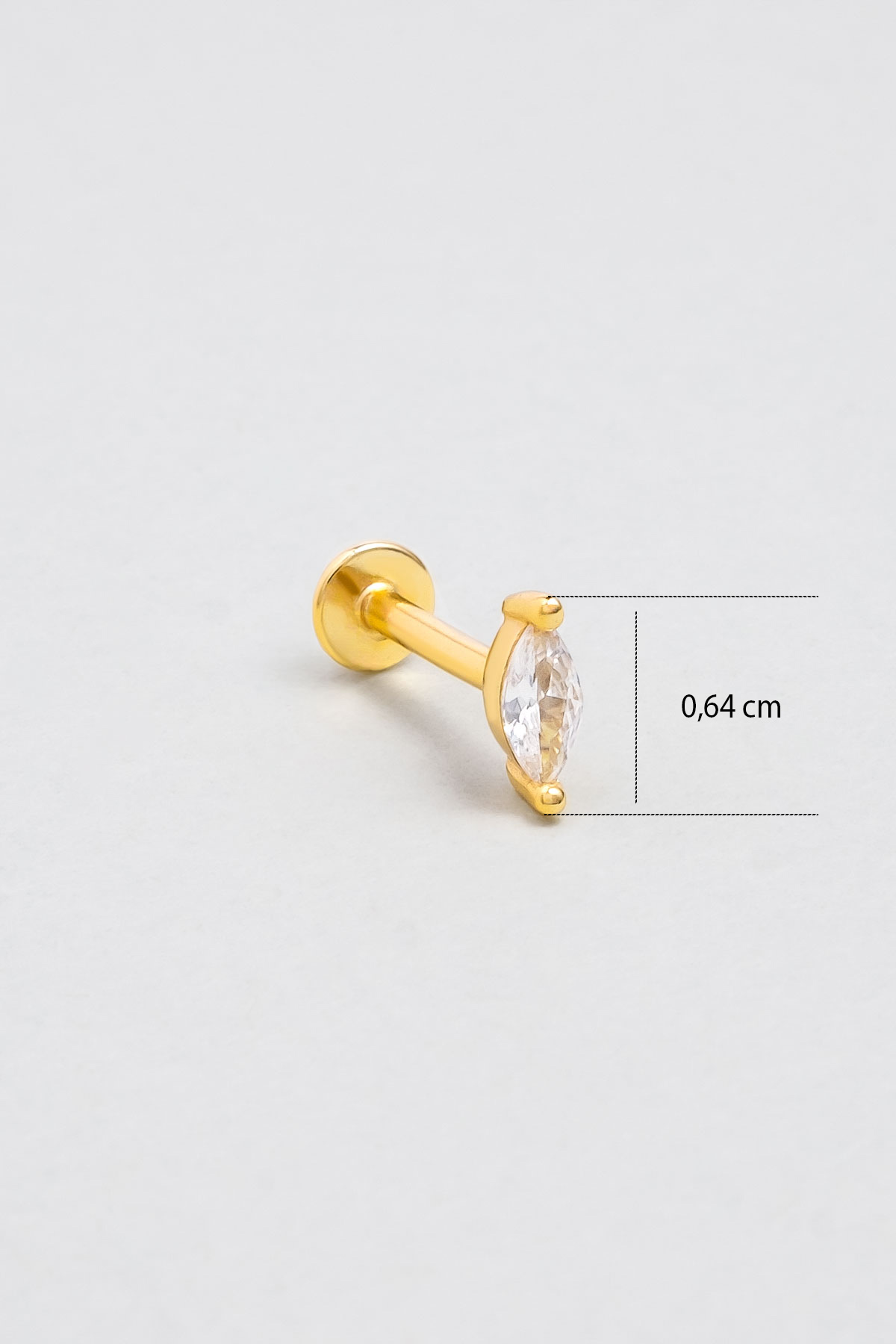 Resim Markiz Kesim 18 Ayar Sarı Altın Kaplama Gümüş Tragus-Helix Piercing
