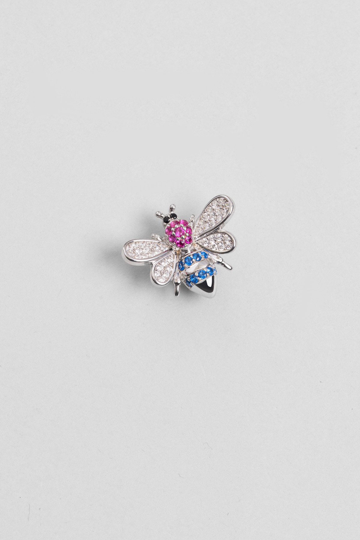 Kraliçe Arı 18 Ayar Beyaz Altın Kaplama Gümüş Charm