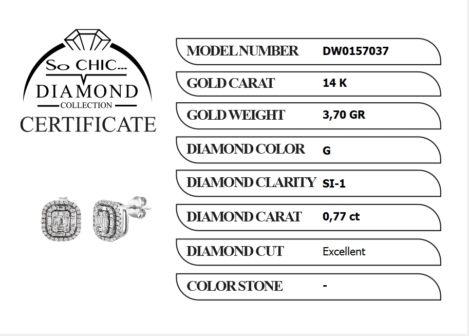 Resim Diamond Collection Beyaz Altın 0.59 Karat Pırlanta Küpe