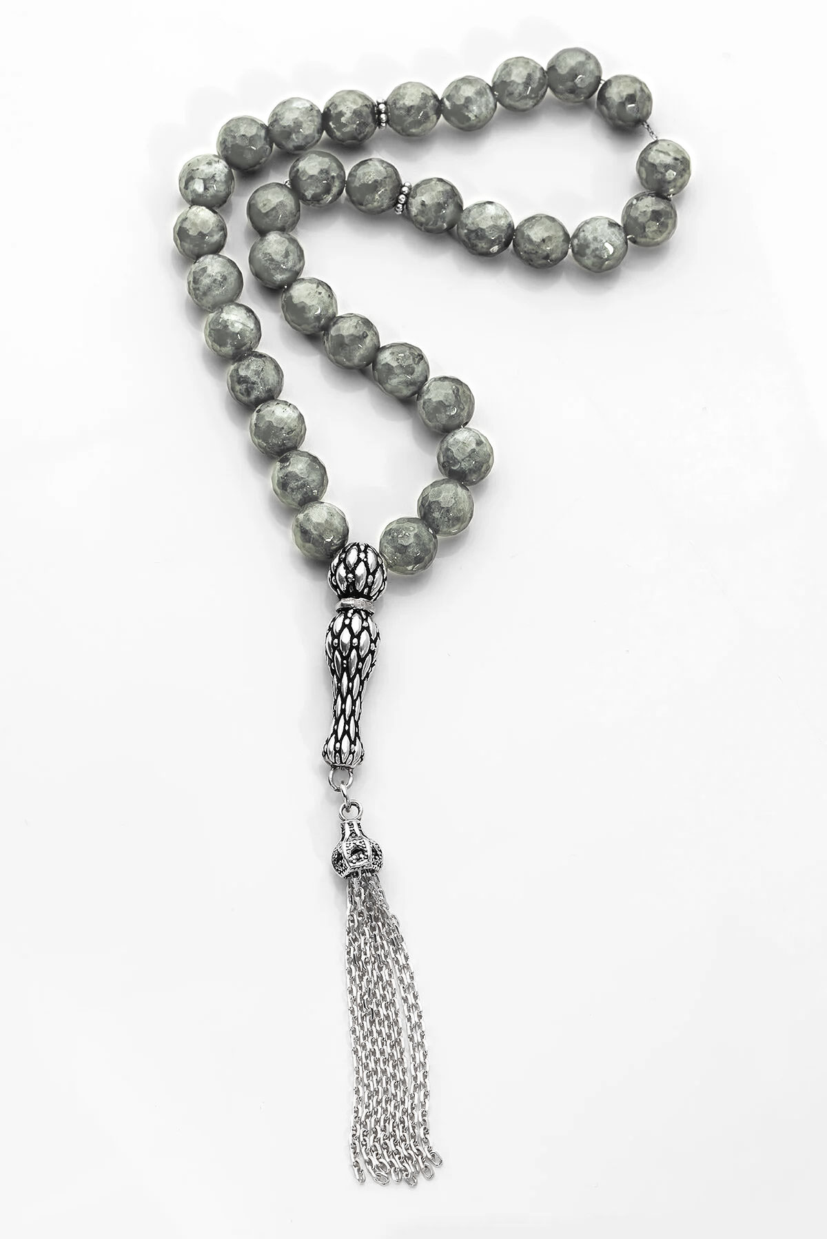 Natural Stone Labradorite Worry Beads 925 Sterling Silver