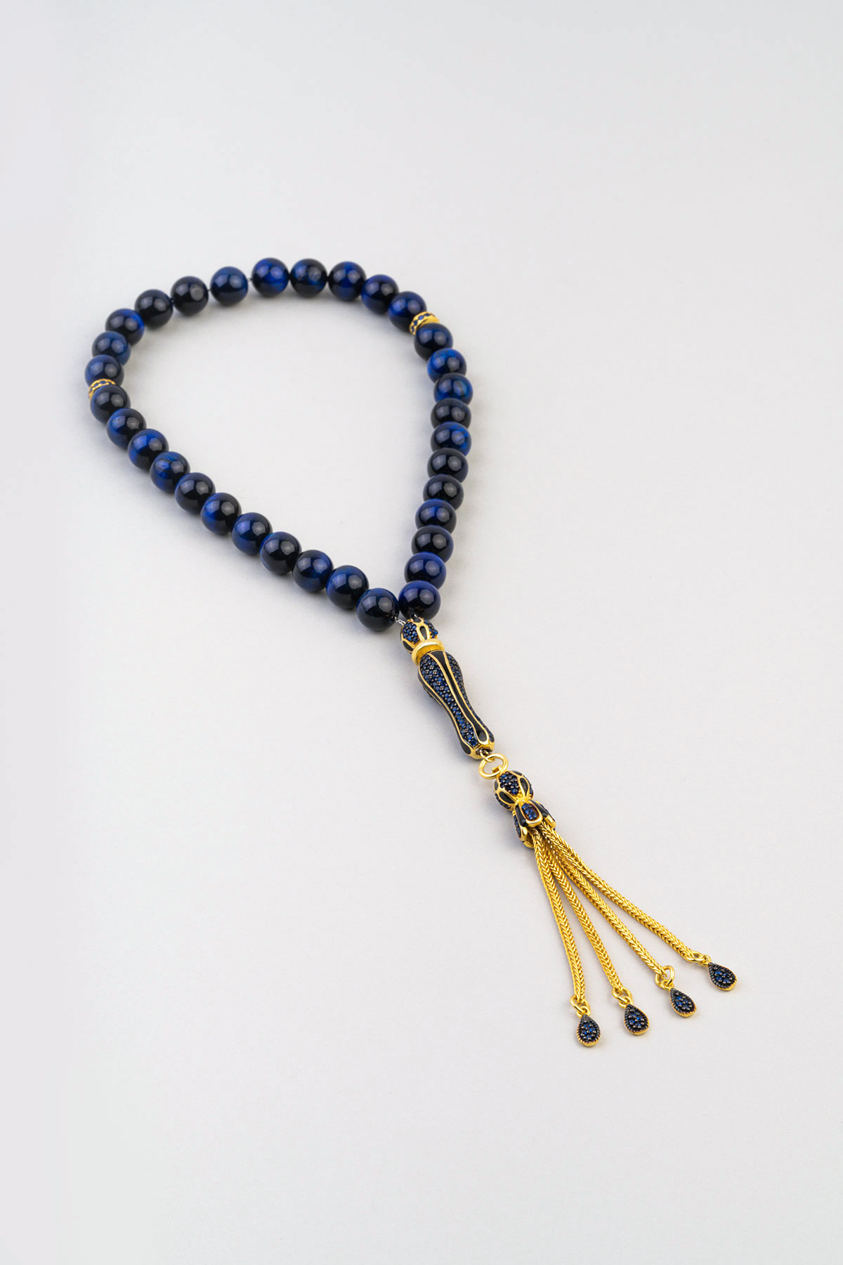 Natural Lapis Stone Worry Beads 925 Sterling Silver