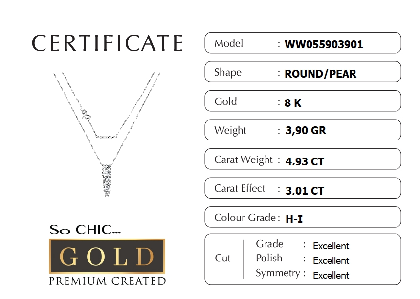 Resim Beyaz Altın Sertifikalı Premium Created Taşlı Kolye