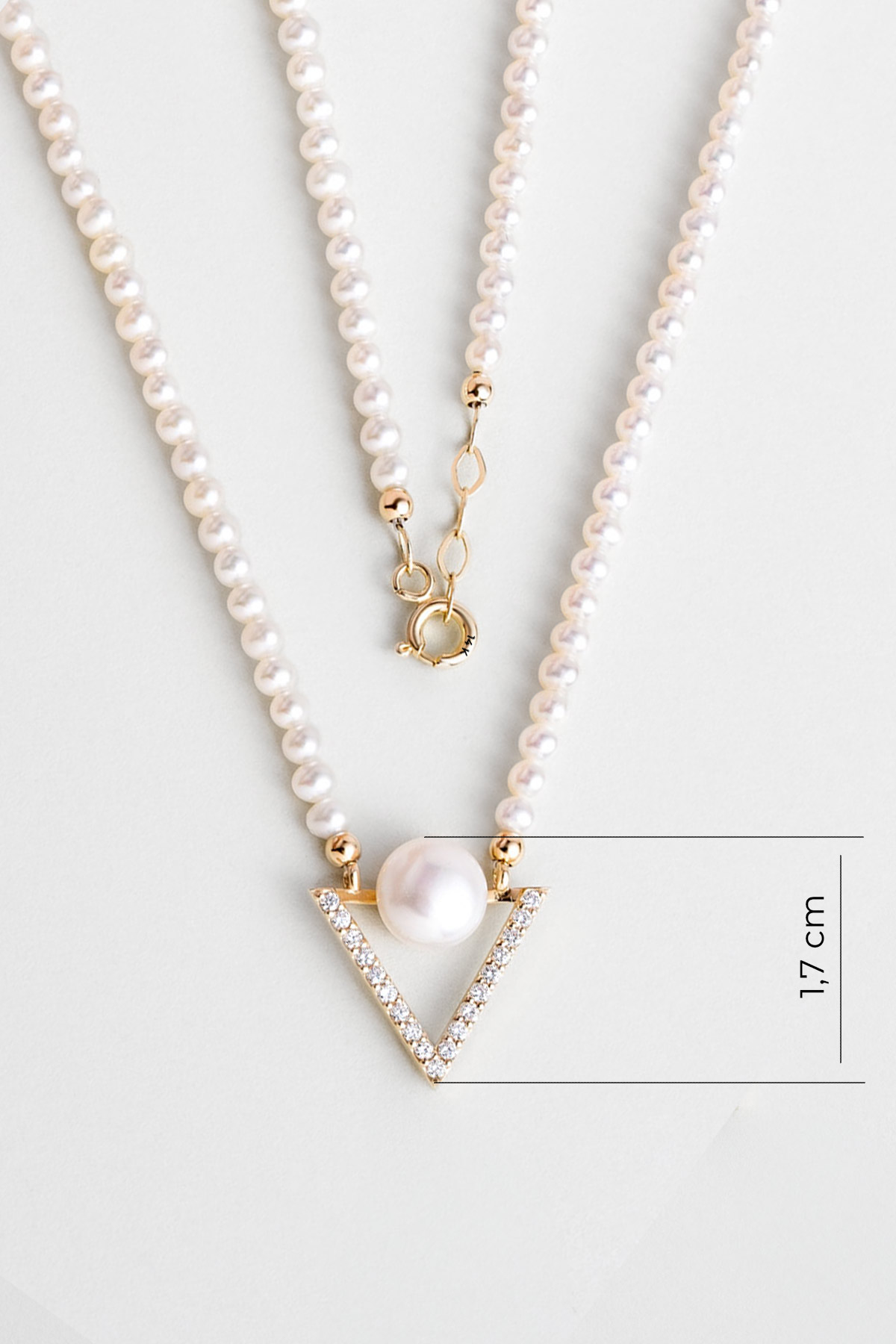Diamond Collection 14 K Sarı Altın 0.19 Karat Pırlanta Doğal İnci Kolye dw04210133644_2